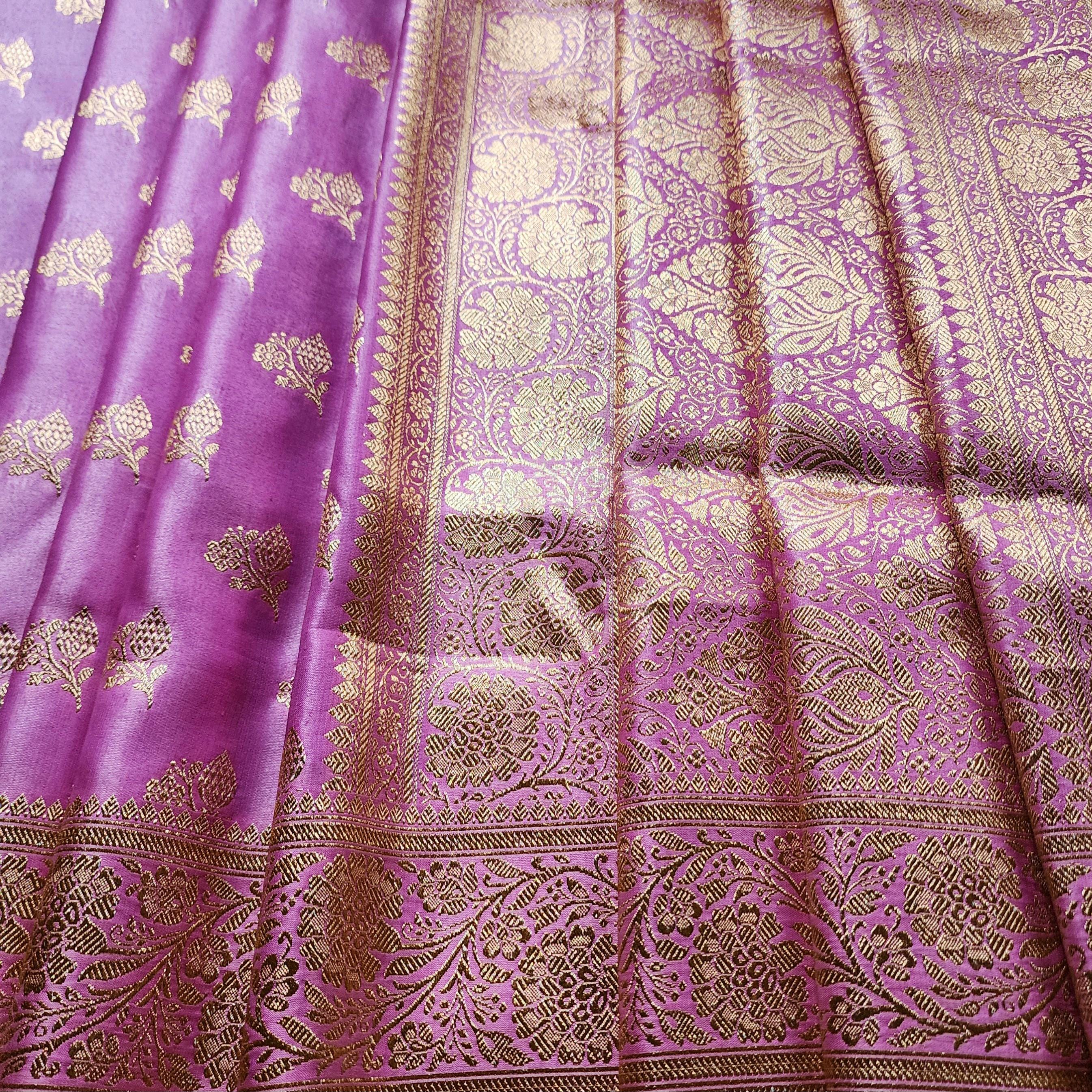 Rich Magenta Pink Banarasi Silk Saree with Gold Zari Weaving
