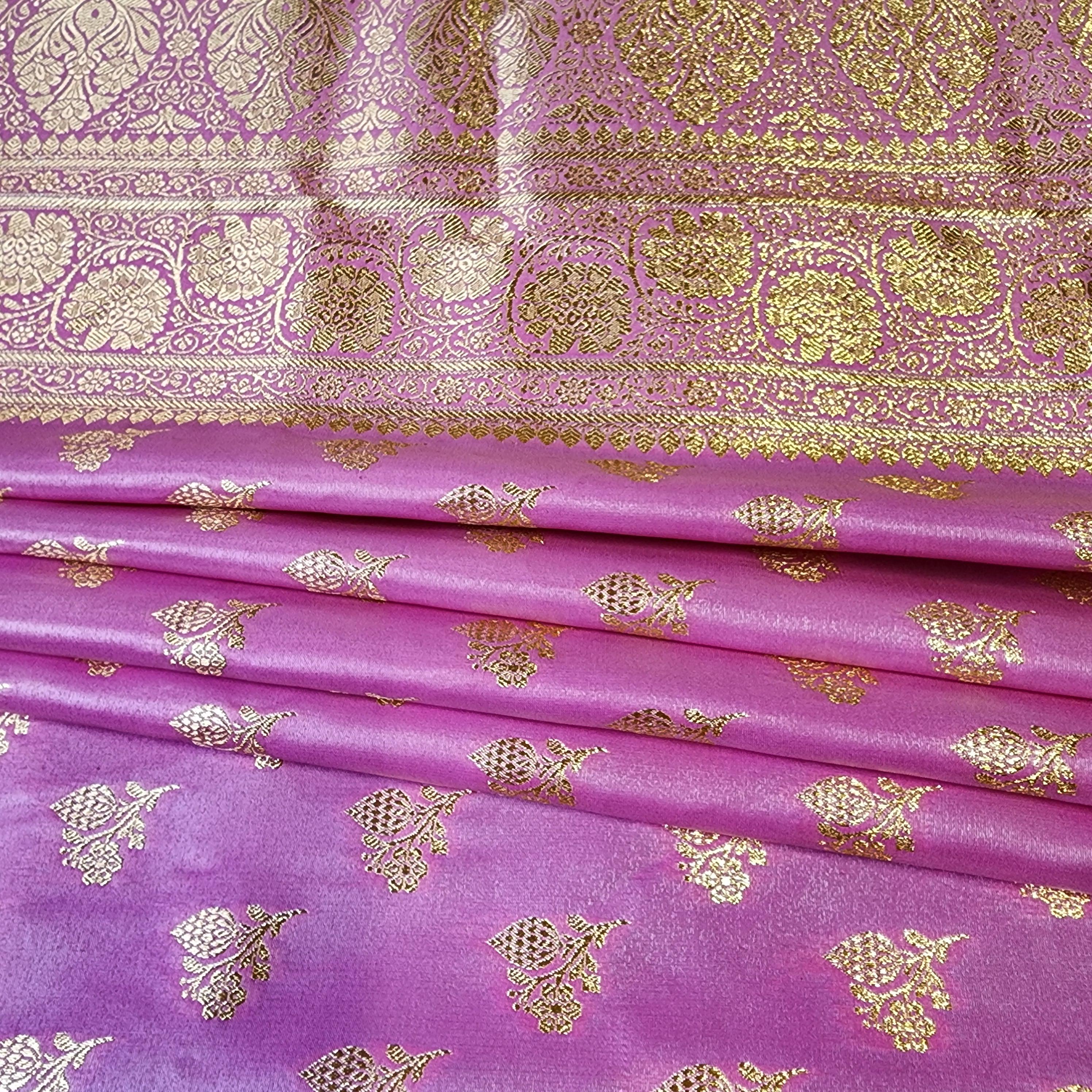 Rich Magenta Pink Banarasi Silk Saree with Gold Zari Weaving