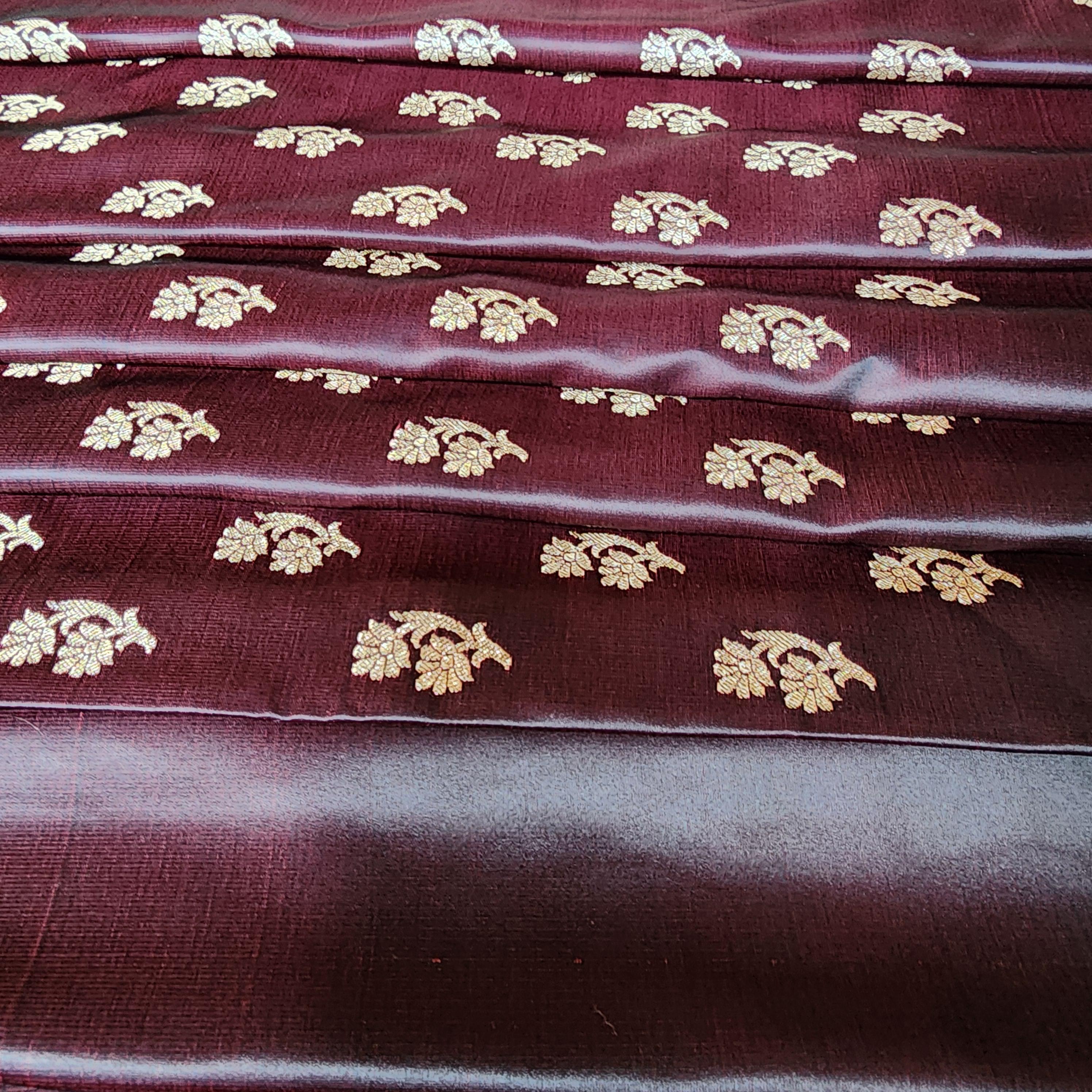 Coffee Brown Pure Banarasi Katan Silk Saree with light Gold Zari Weaving