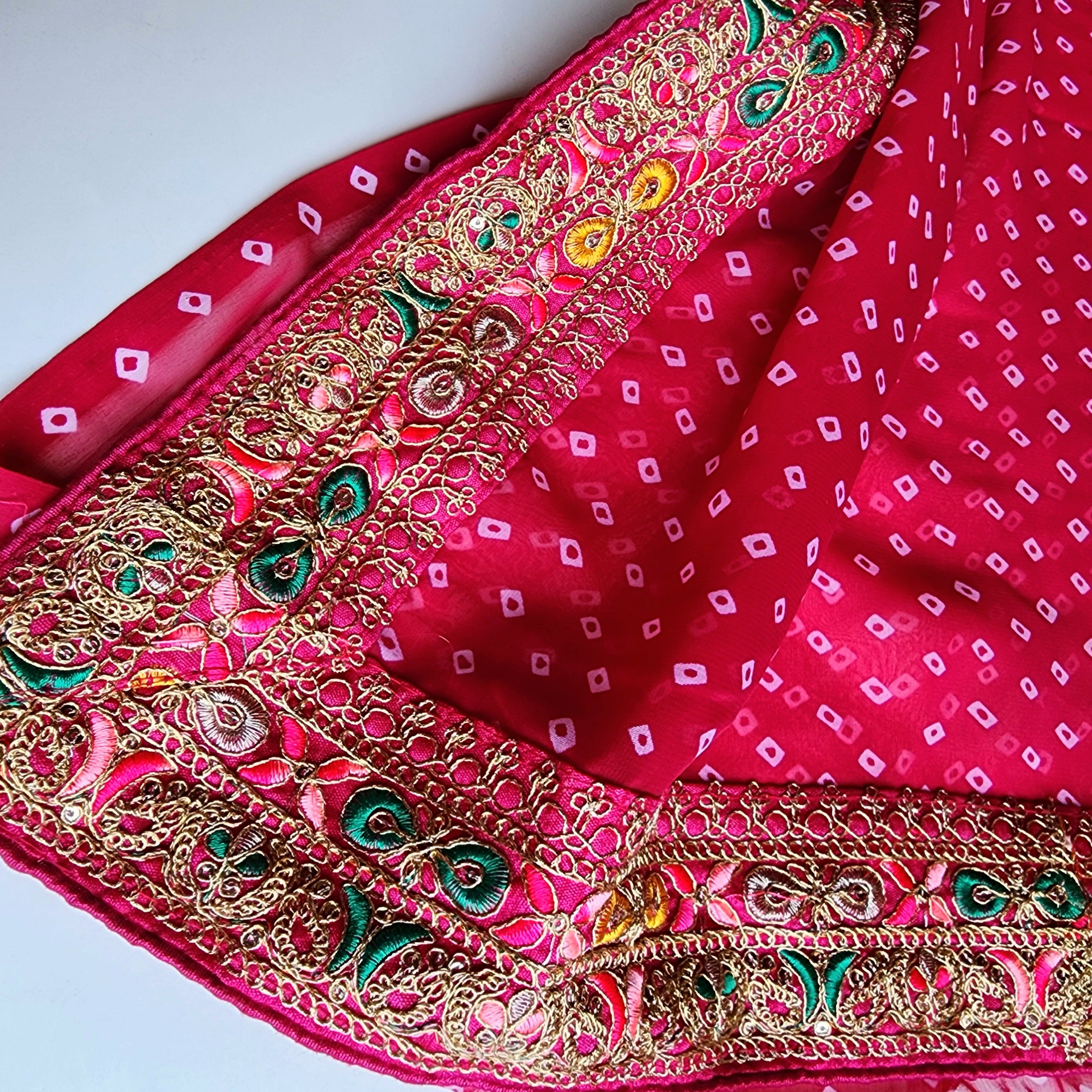 Embroidered Bandhani Designer Saree in Pink