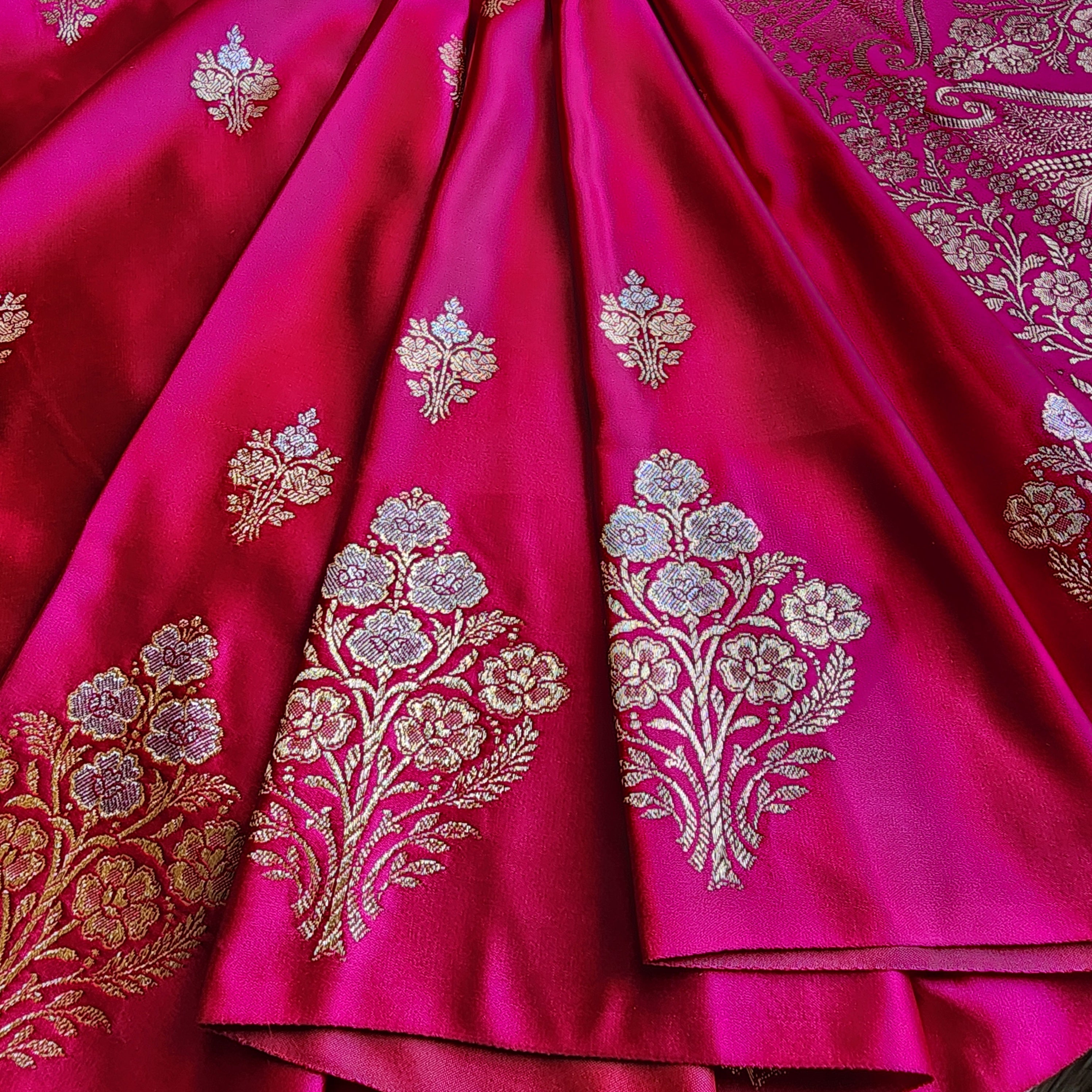 Dual-Tone Pink Pure Banarasi Katan Silk Saree