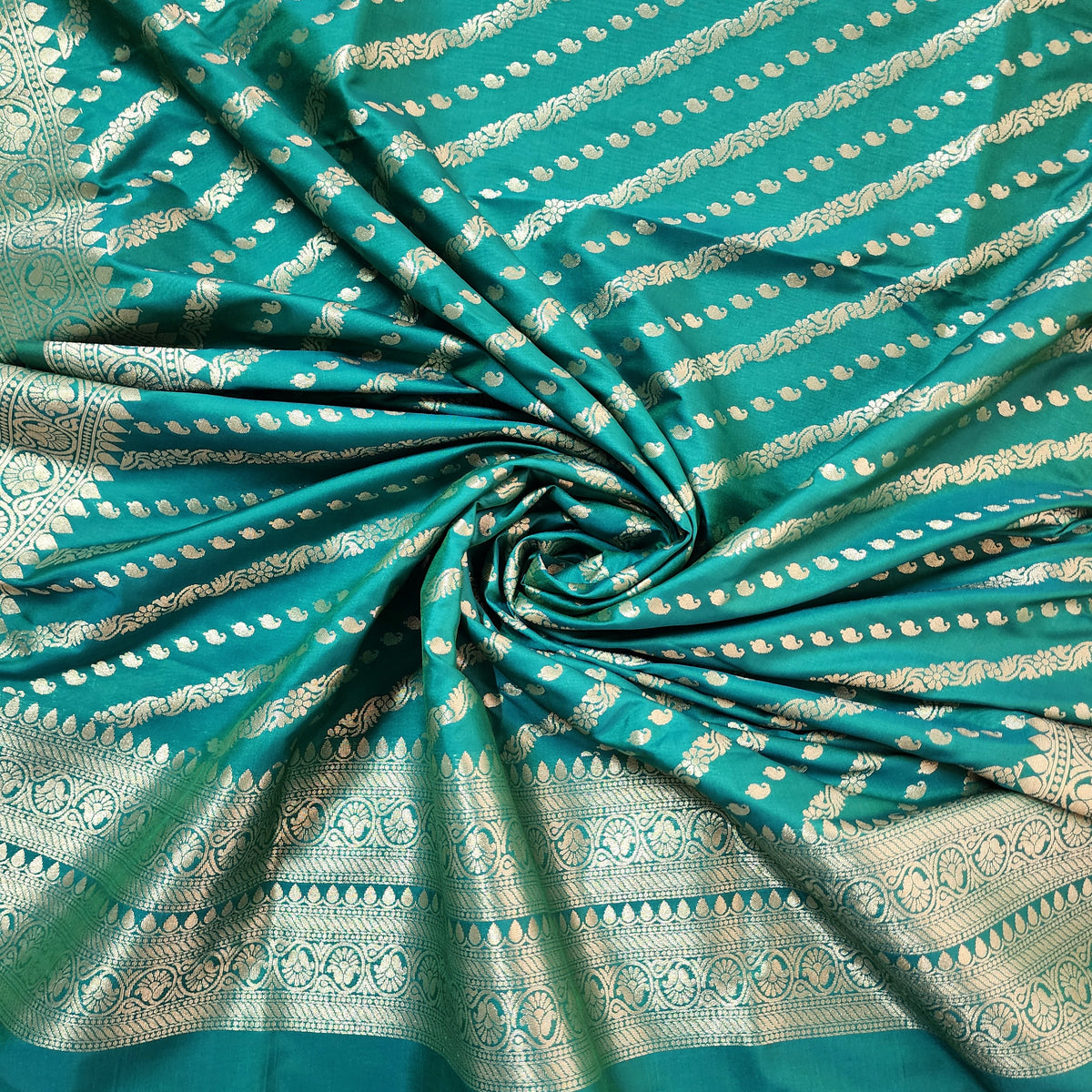 Teal Blue - Banarasi Leheriya Style Dupatta
