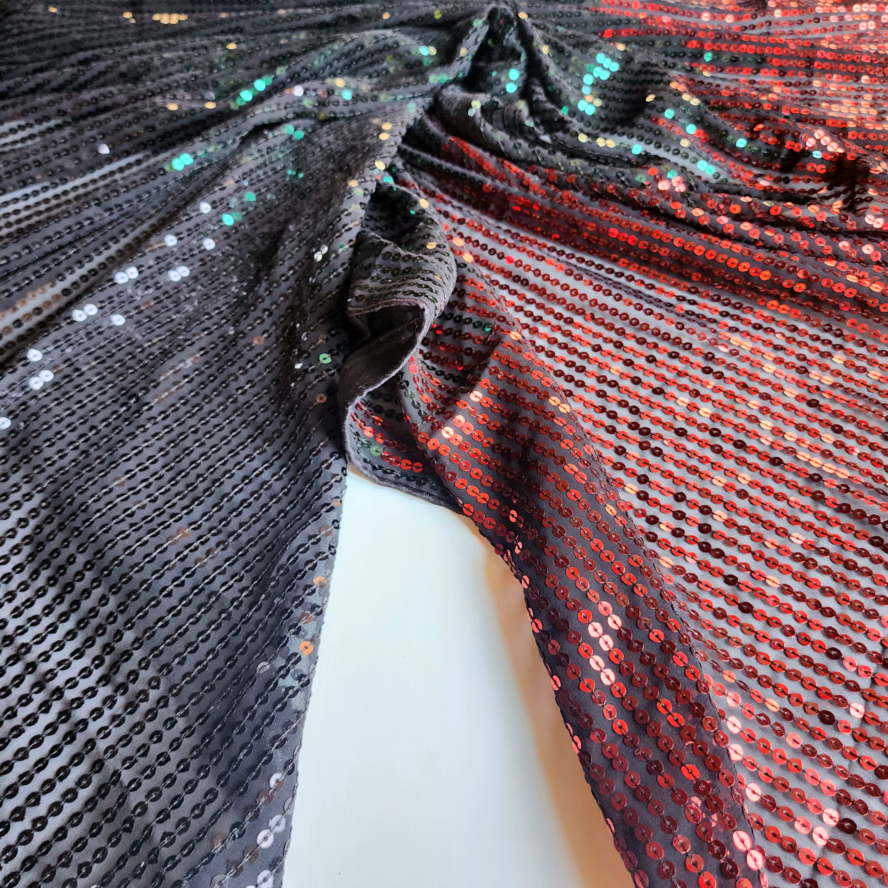 Georgette Designer Sequinned Saree - Black and Red Shade