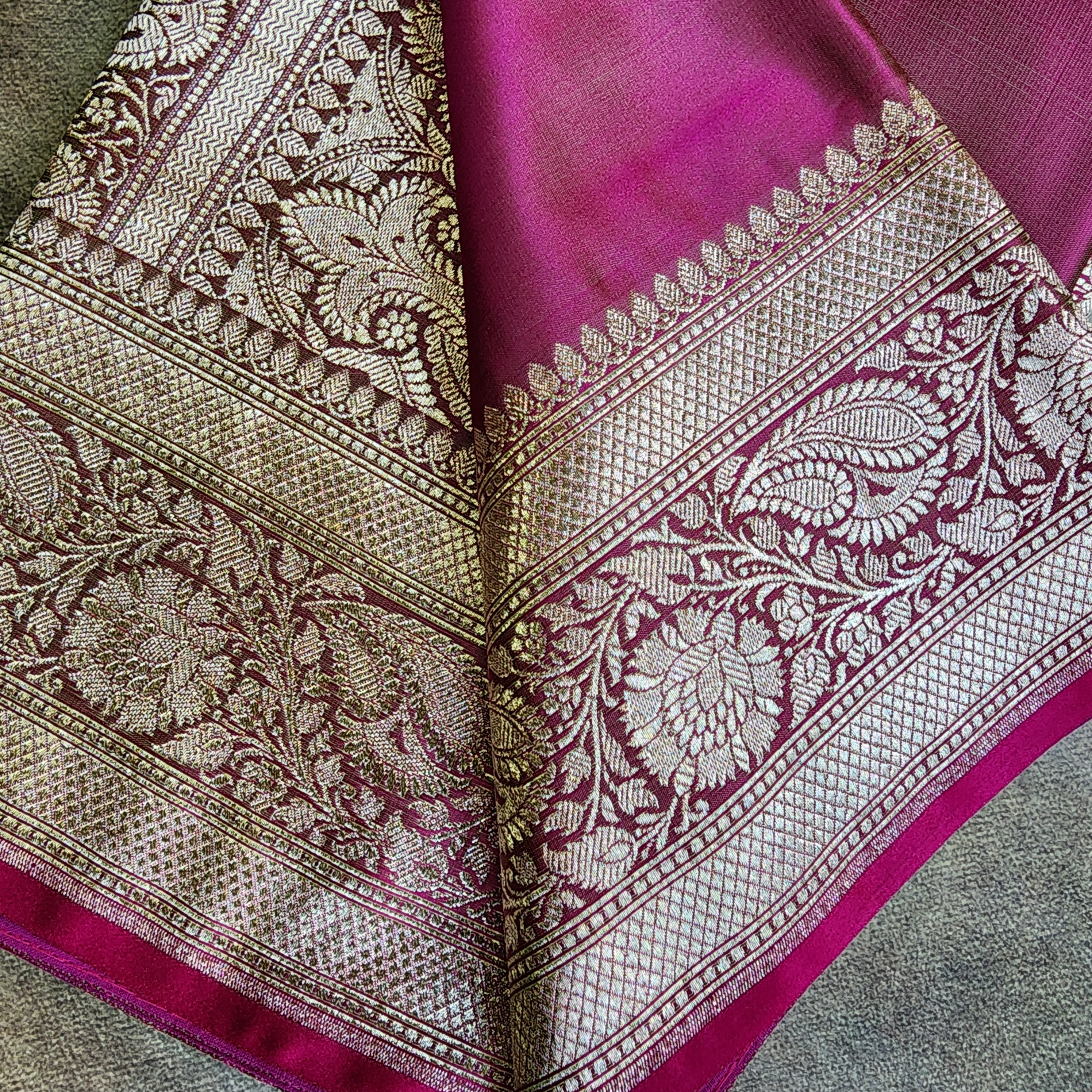 Dhoop Chhaon Mauve Banarasi Katan Silk Saree