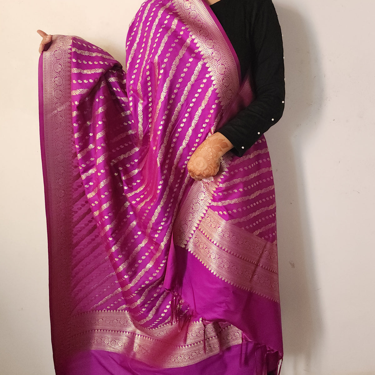 Royal Purple - Banarasi Leheriya Style Dupatta