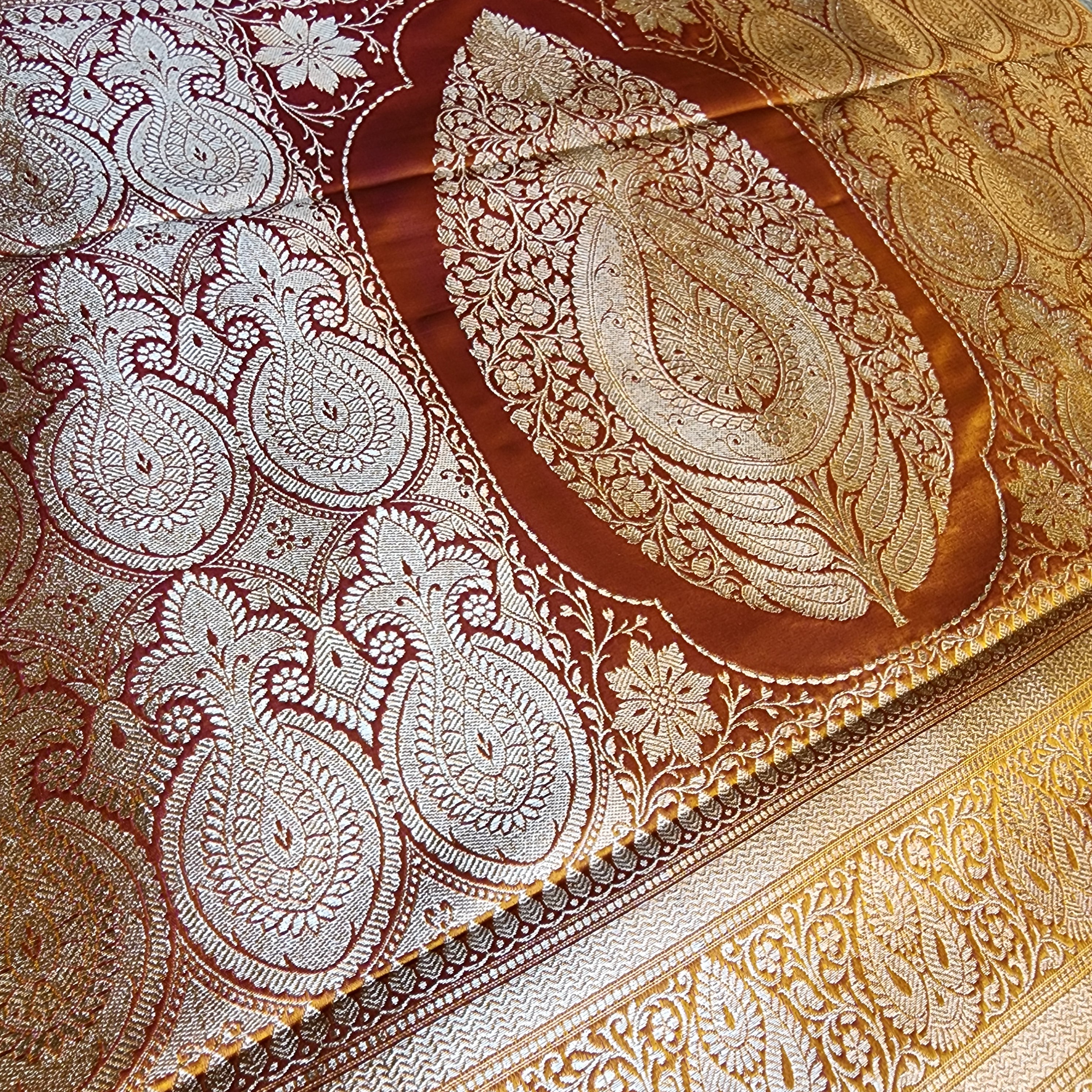 Rich Mustard Yellow Pure Banarasi Katan Silk Saree with light Gold Zari Weaving