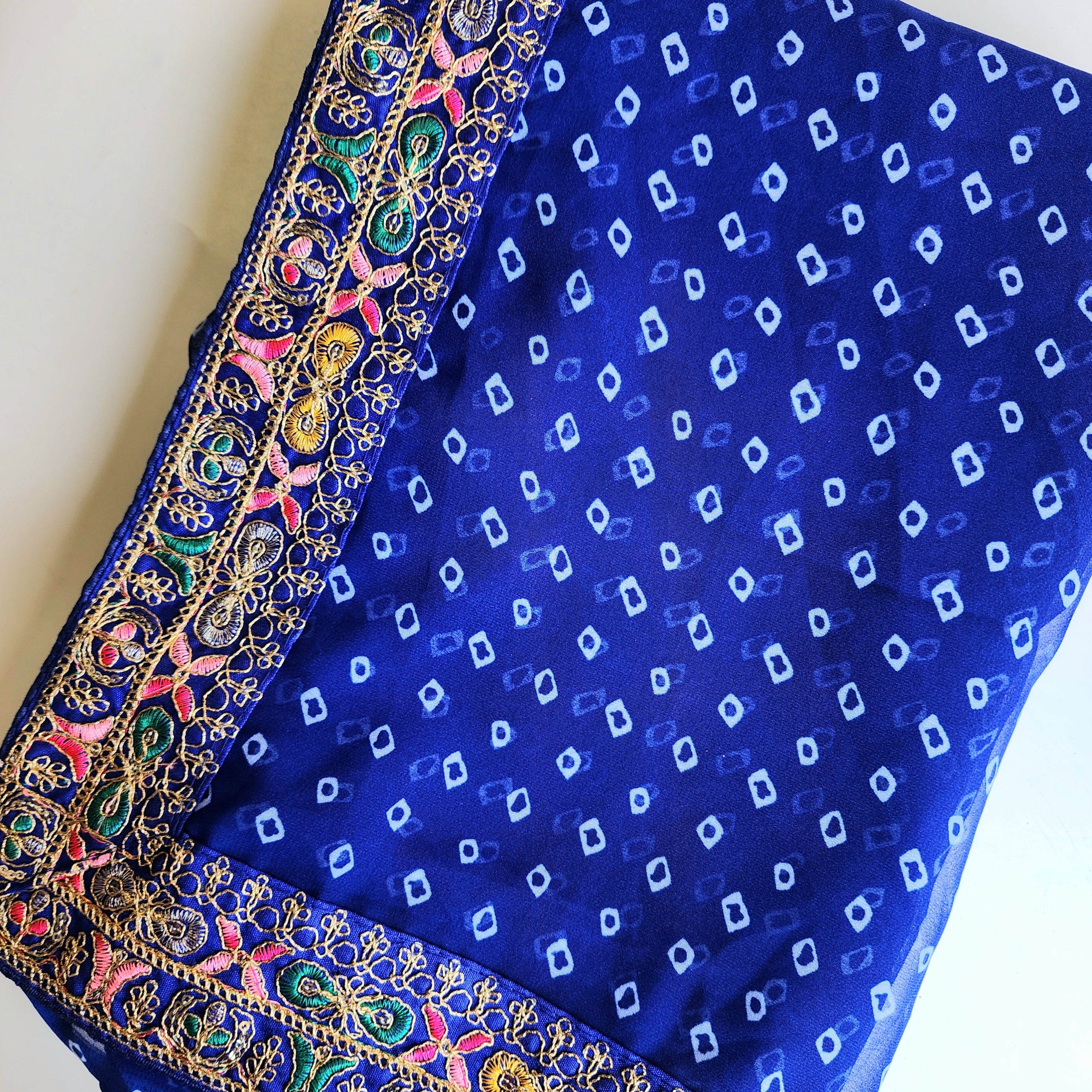 Embroidered Bandhani Designer Saree in Blue
