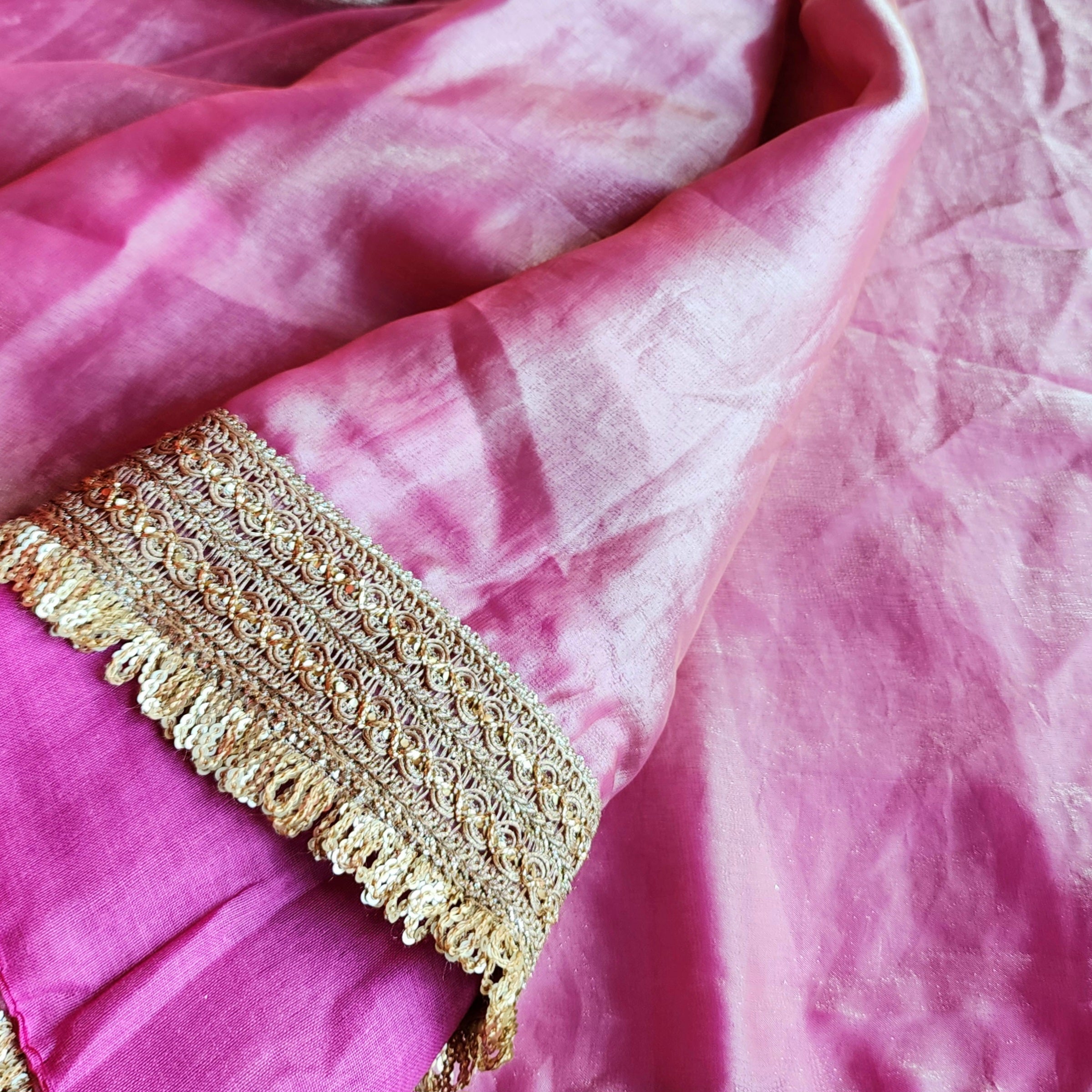 Pastel Pink Designer Chiffon Silk Saree with Readymade Blouse