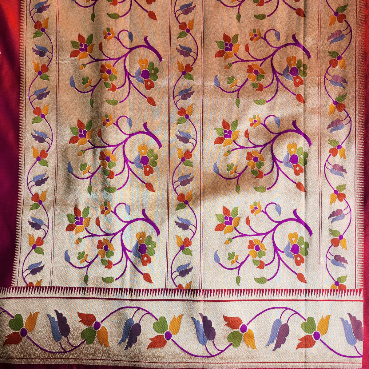 Raahi - Peachish Pink Paithani Silk Saree with Stitched Blouse