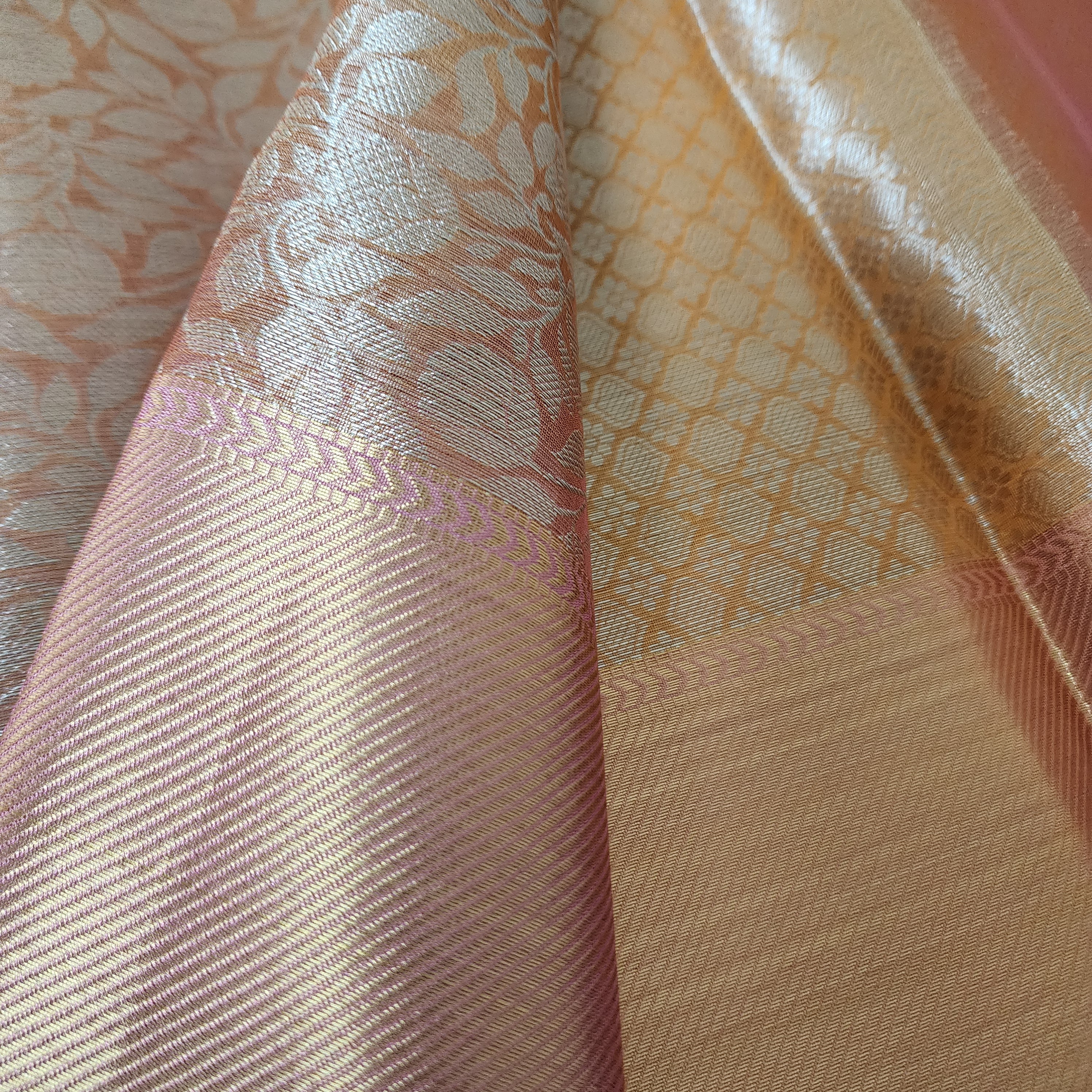 Kanjivaram style tissue Saree |Soft Dual pastel shade