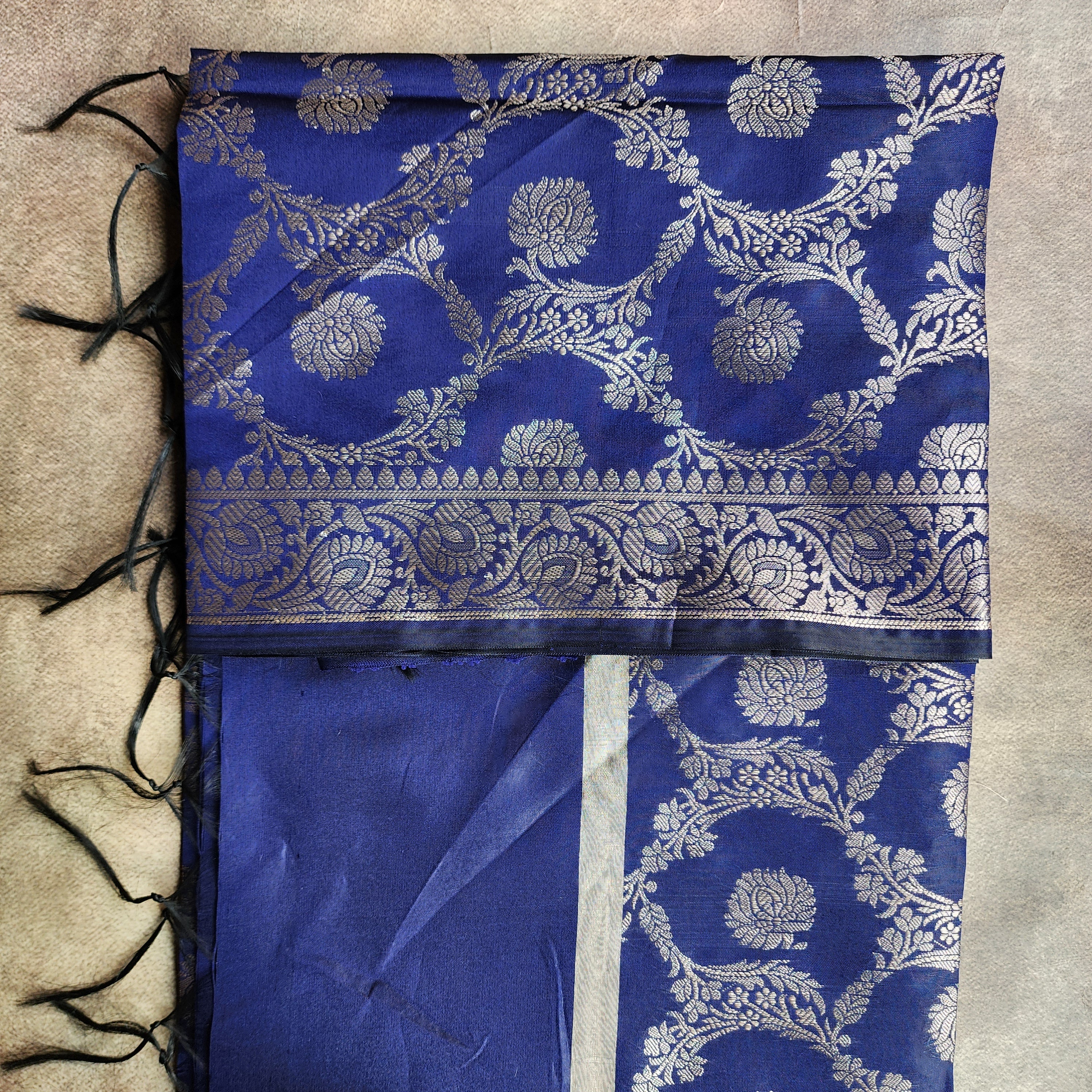 Royal Blue Semi Silk Zari Dupatta