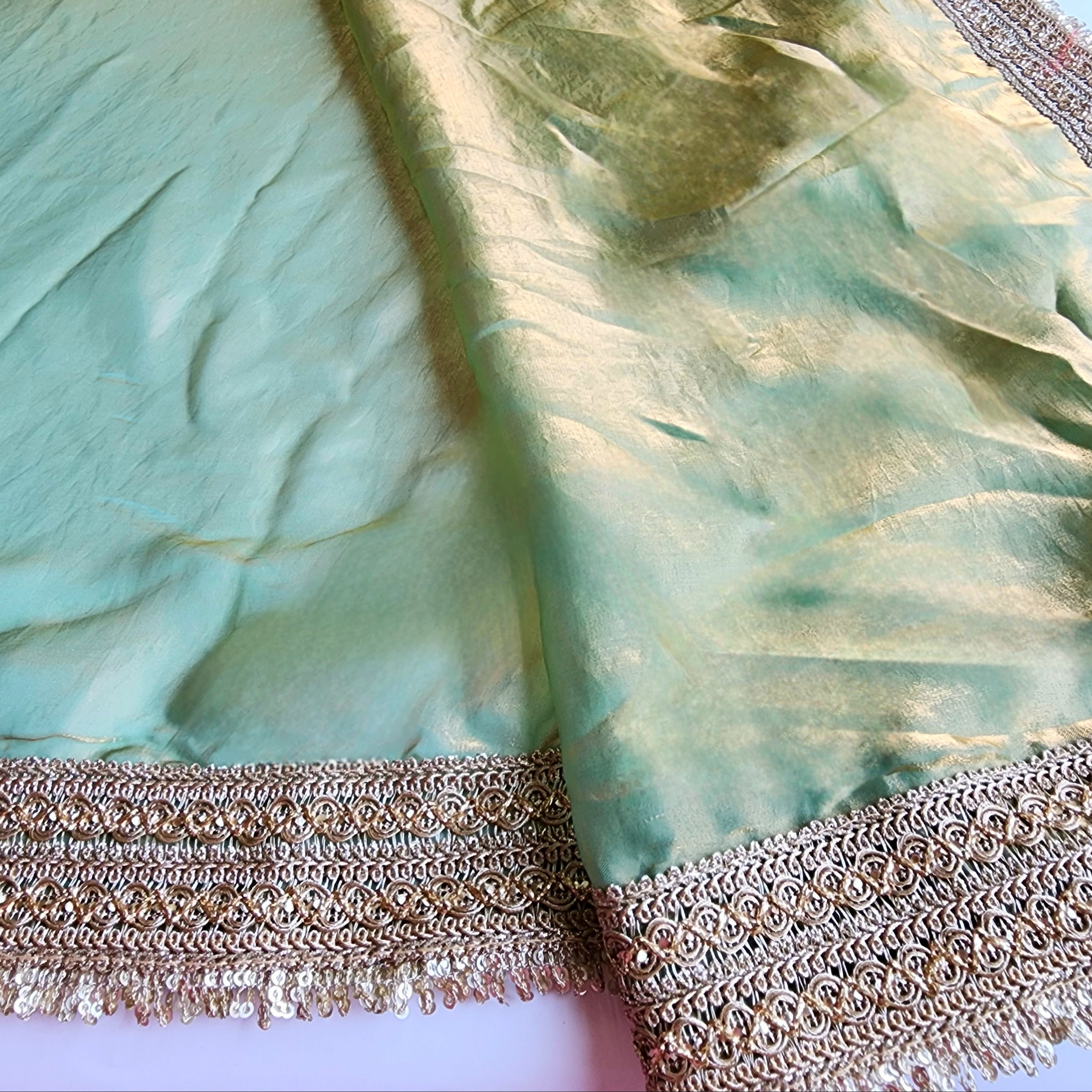 Pastel Green Designer Chiffon Silk Saree