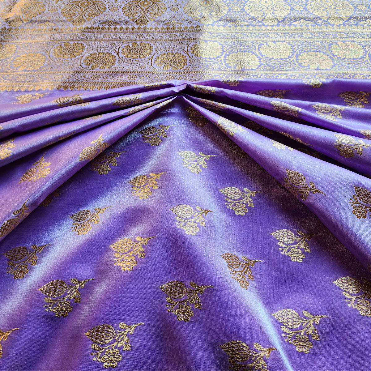 Rich Violet Banarasi Silk Saree with Gold Zari Weaving