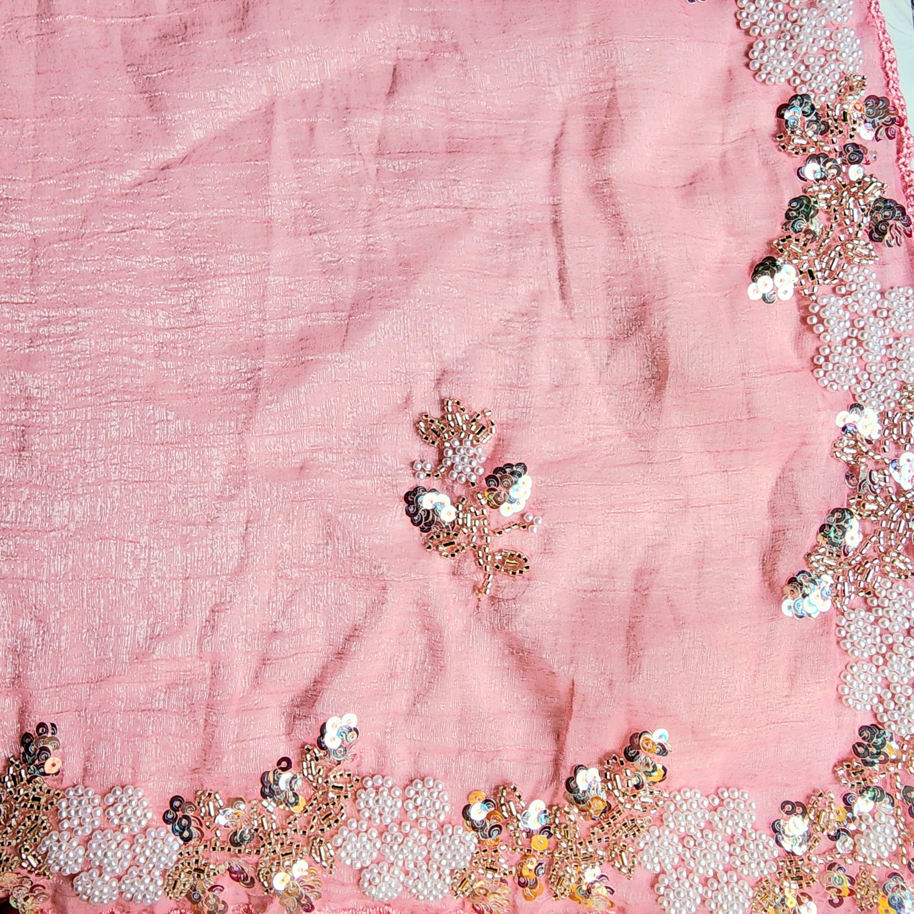 Soft Pink Designer Chiffon Silk Saree