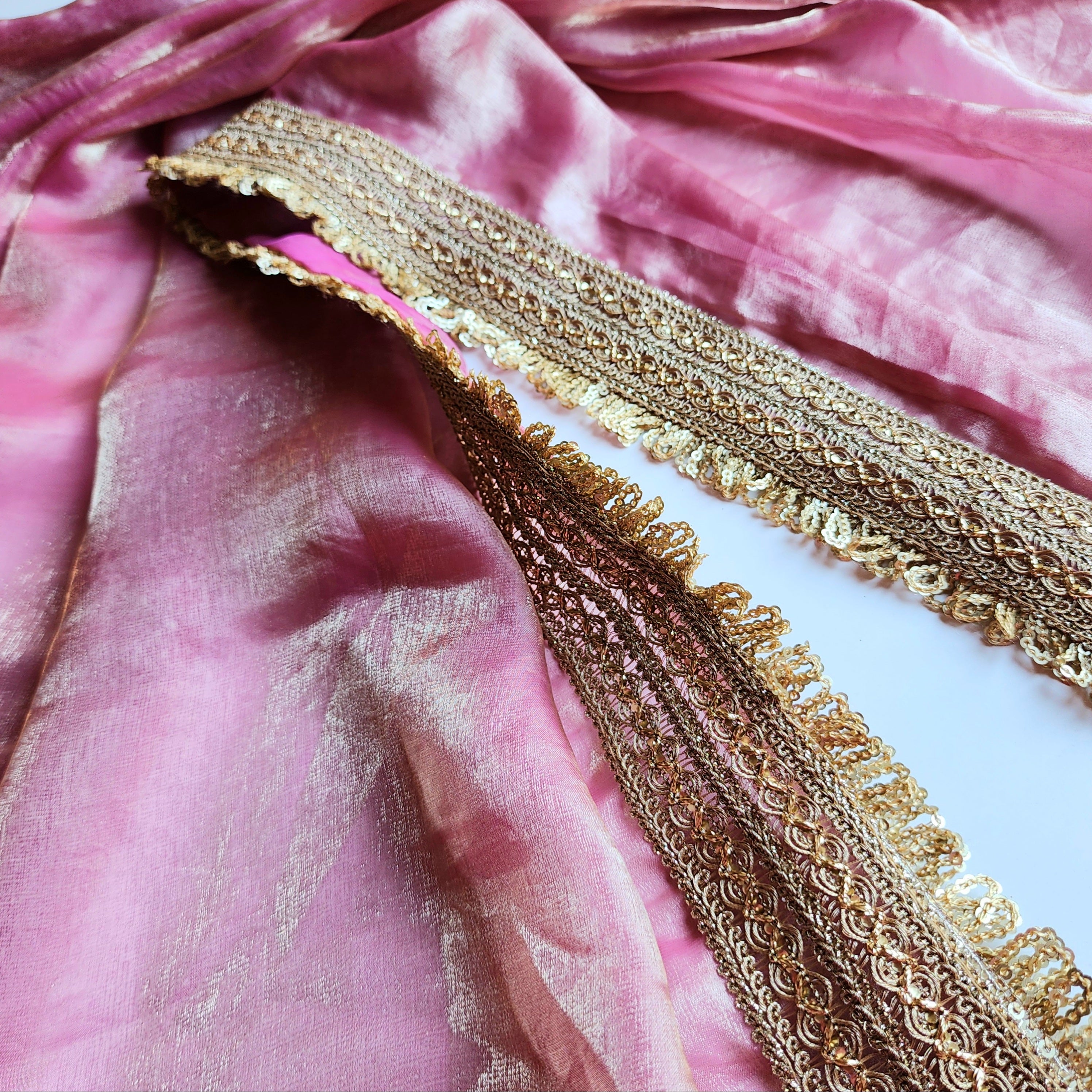Pastel Pink Designer Chiffon Silk Saree with Readymade Blouse