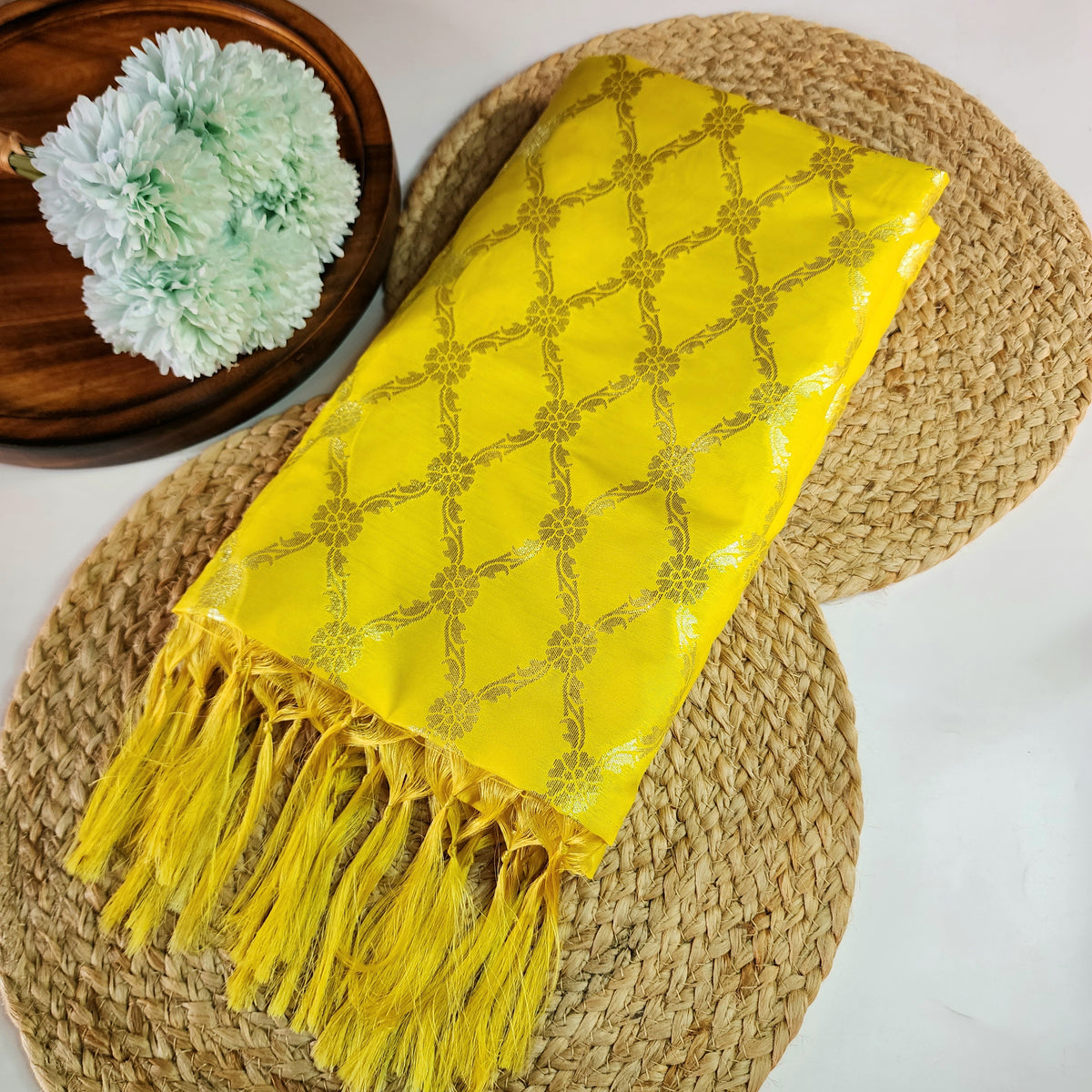 Banarasi Tapetta Silk - Sunshine Zari Jaal Dupatta