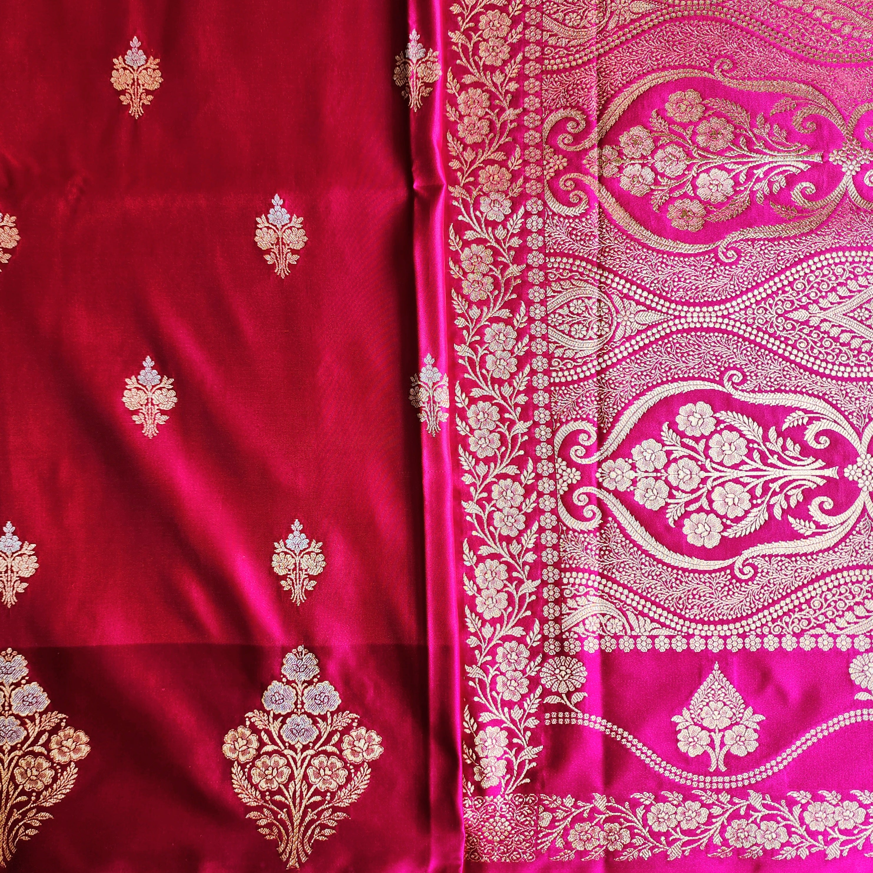 Dual-Tone Pink Pure Banarasi Katan Silk Saree