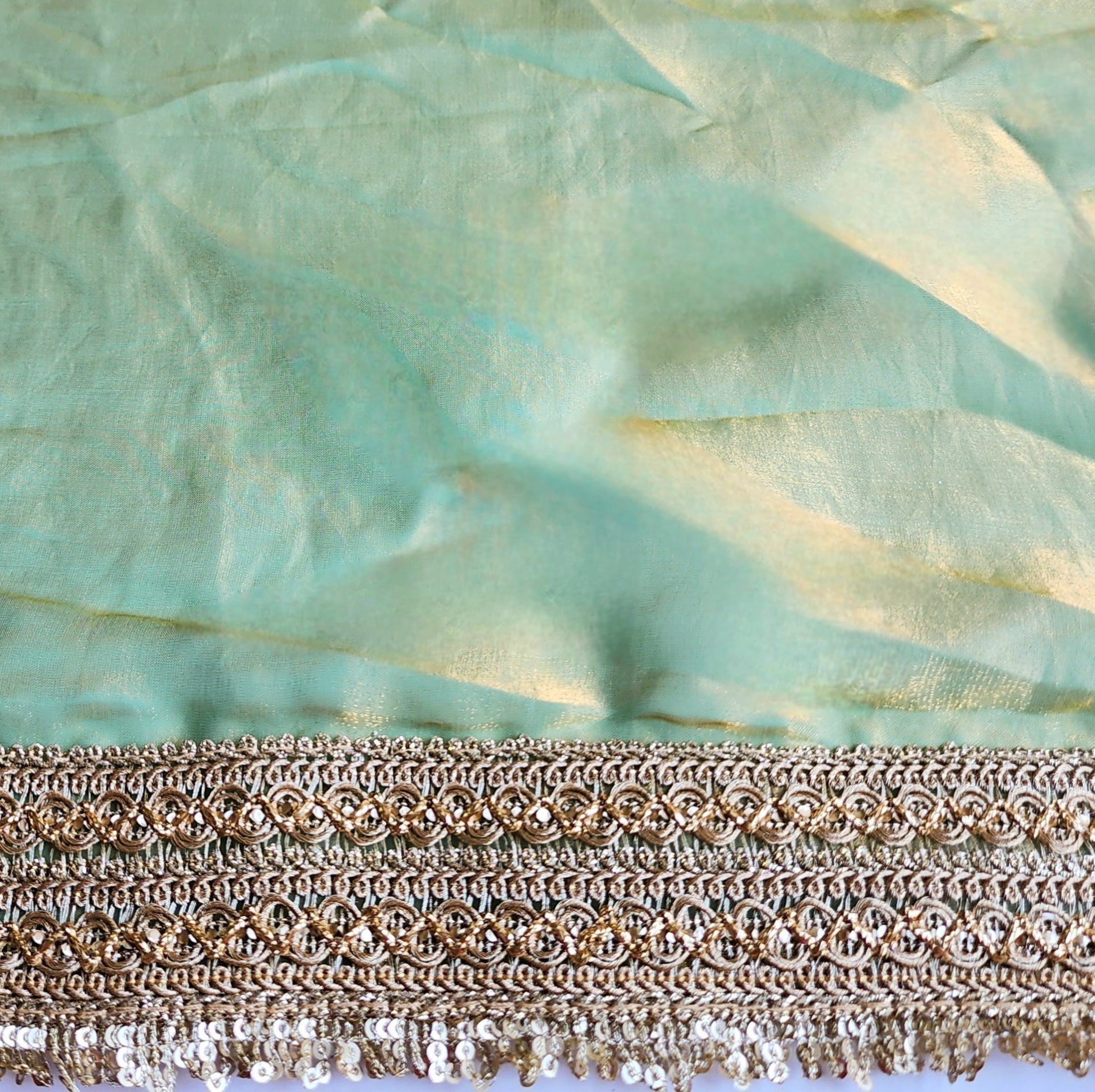 Pastel Green Designer Chiffon Silk Saree
