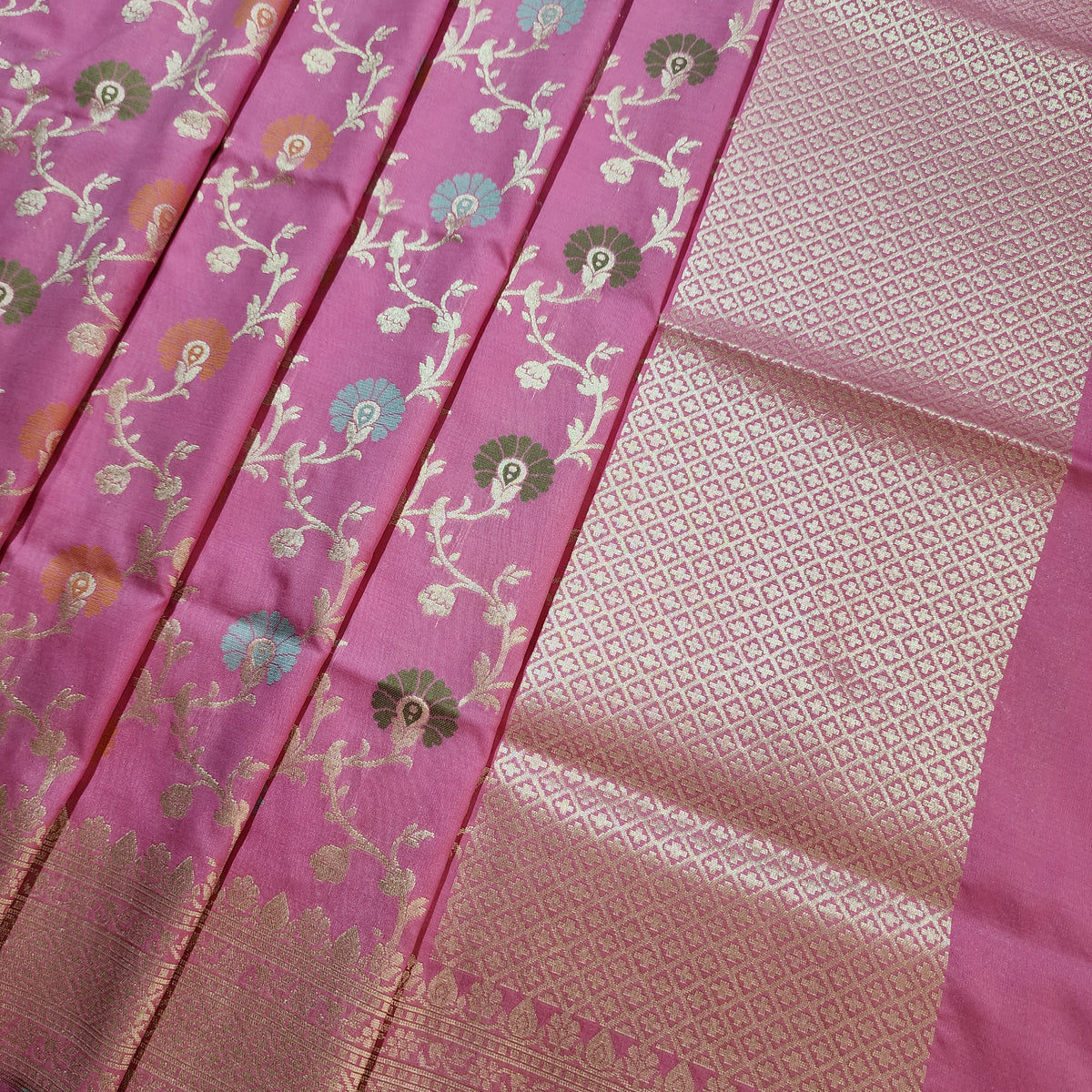 Banarasi Silk Floral Jaal Dupatta - Blush Pink