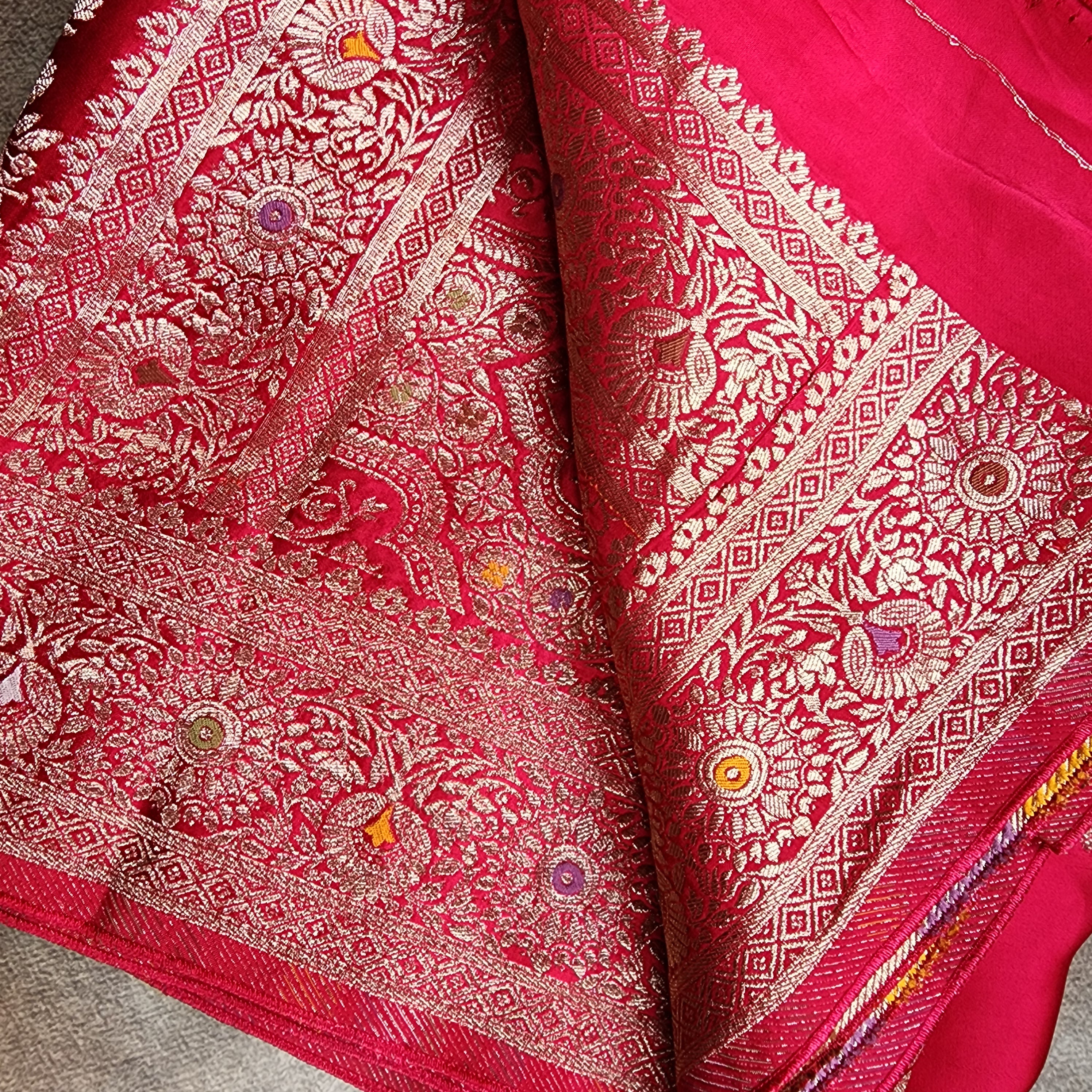 Deep Magenta Mashru Katan Silk Saree