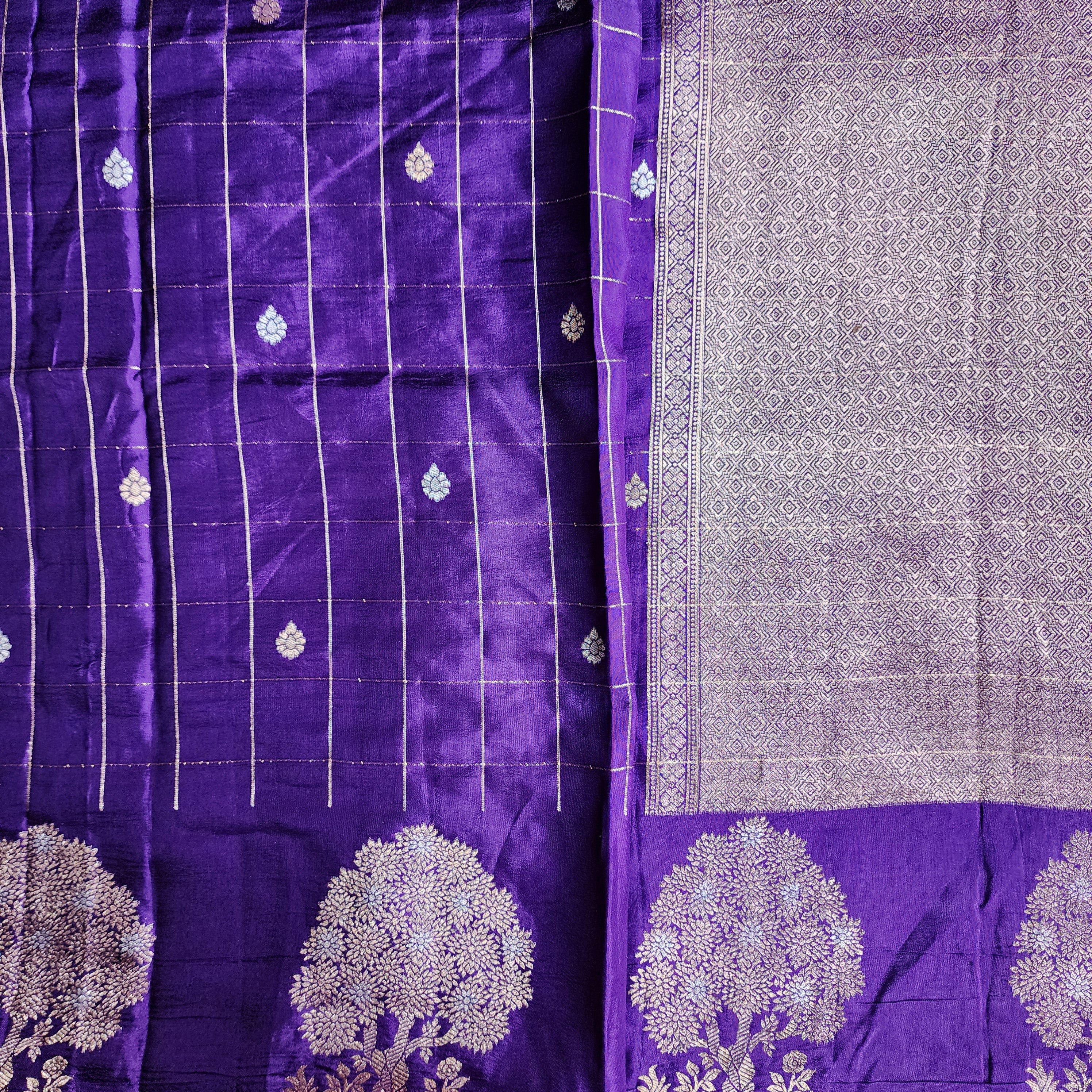 Royal Purple Dupion Silk Saree with Zari Motifs