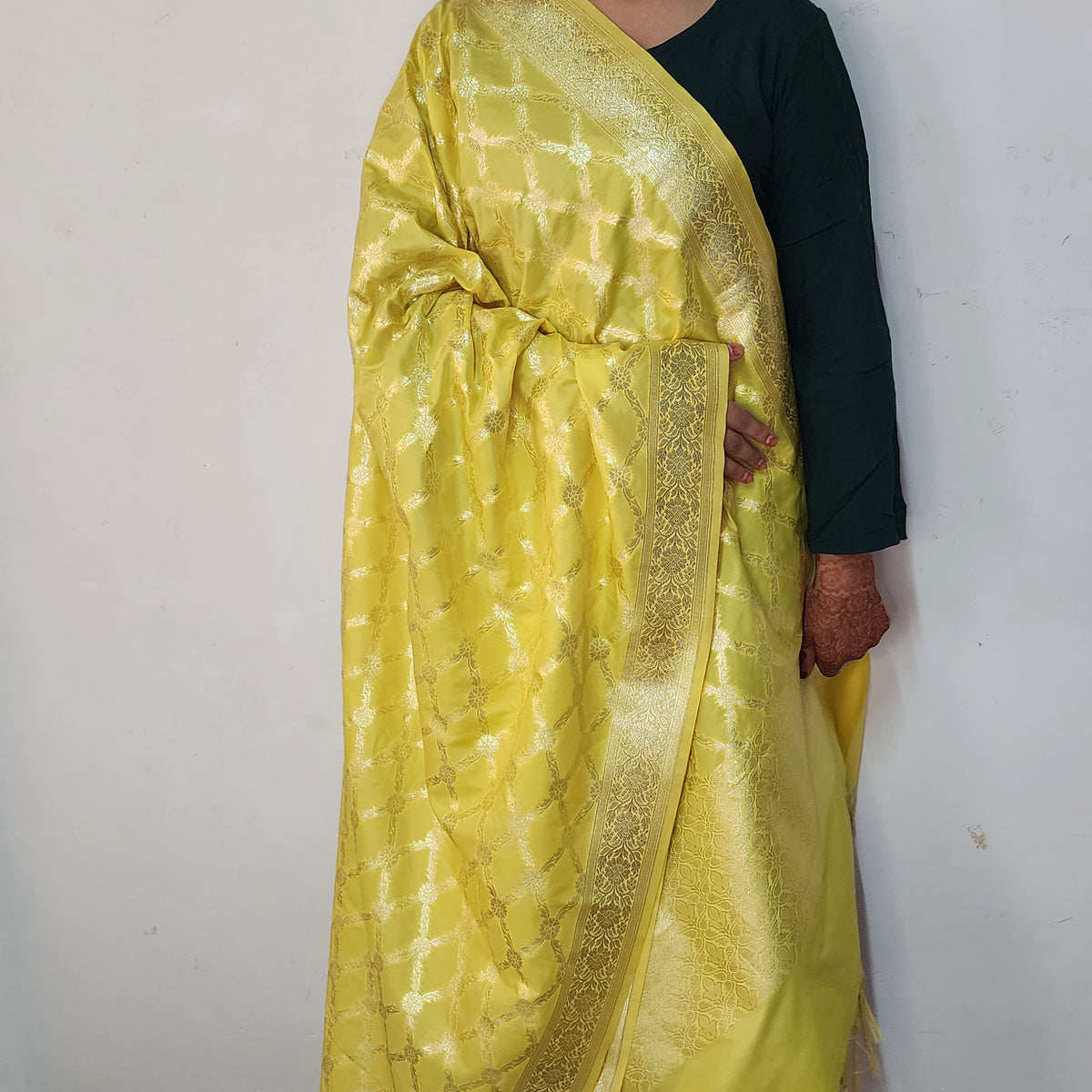 Banarasi Tapetta Silk - Sunshine Zari Jaal Dupatta