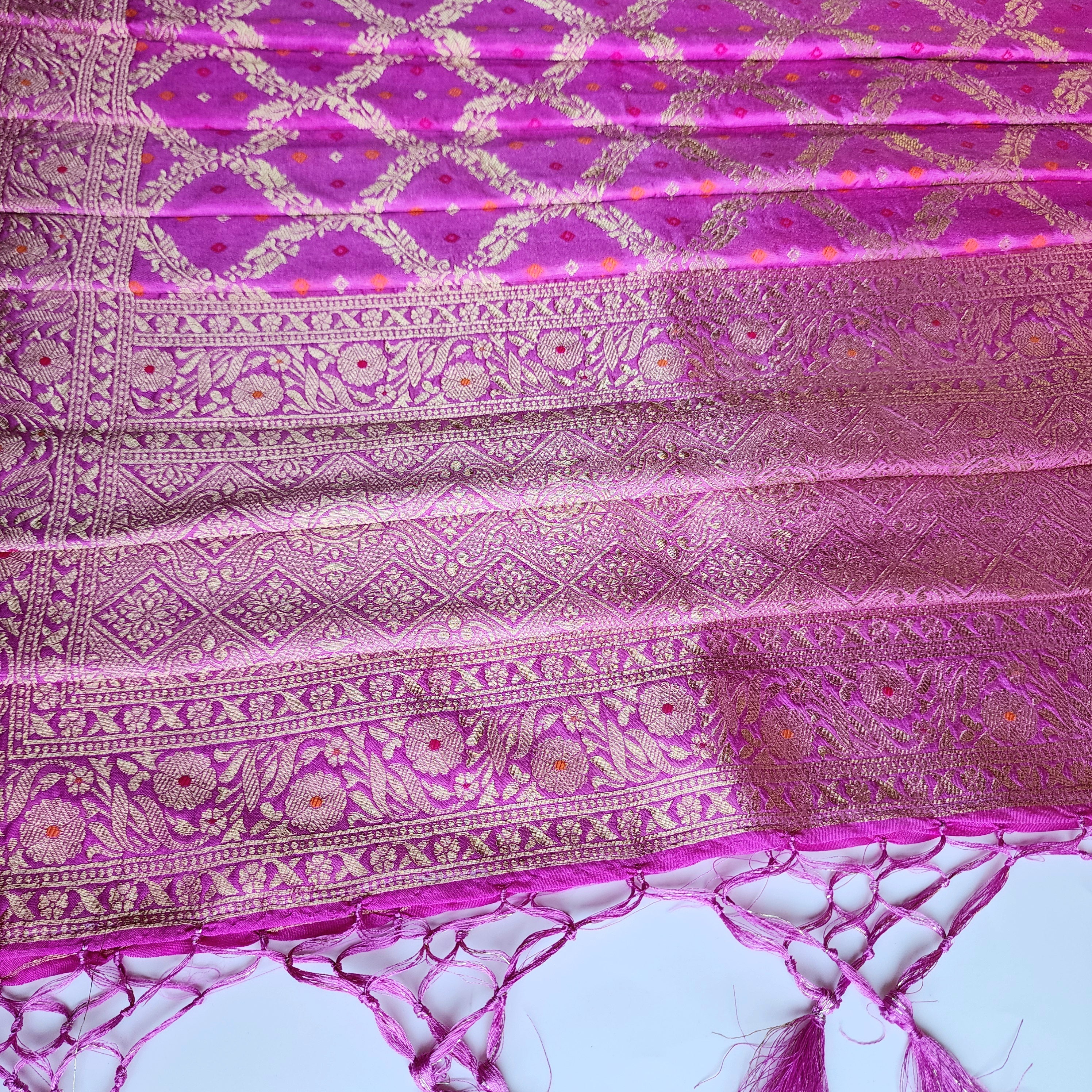Orchid Purple Bandhani Dupatta with Traditional Jaal
