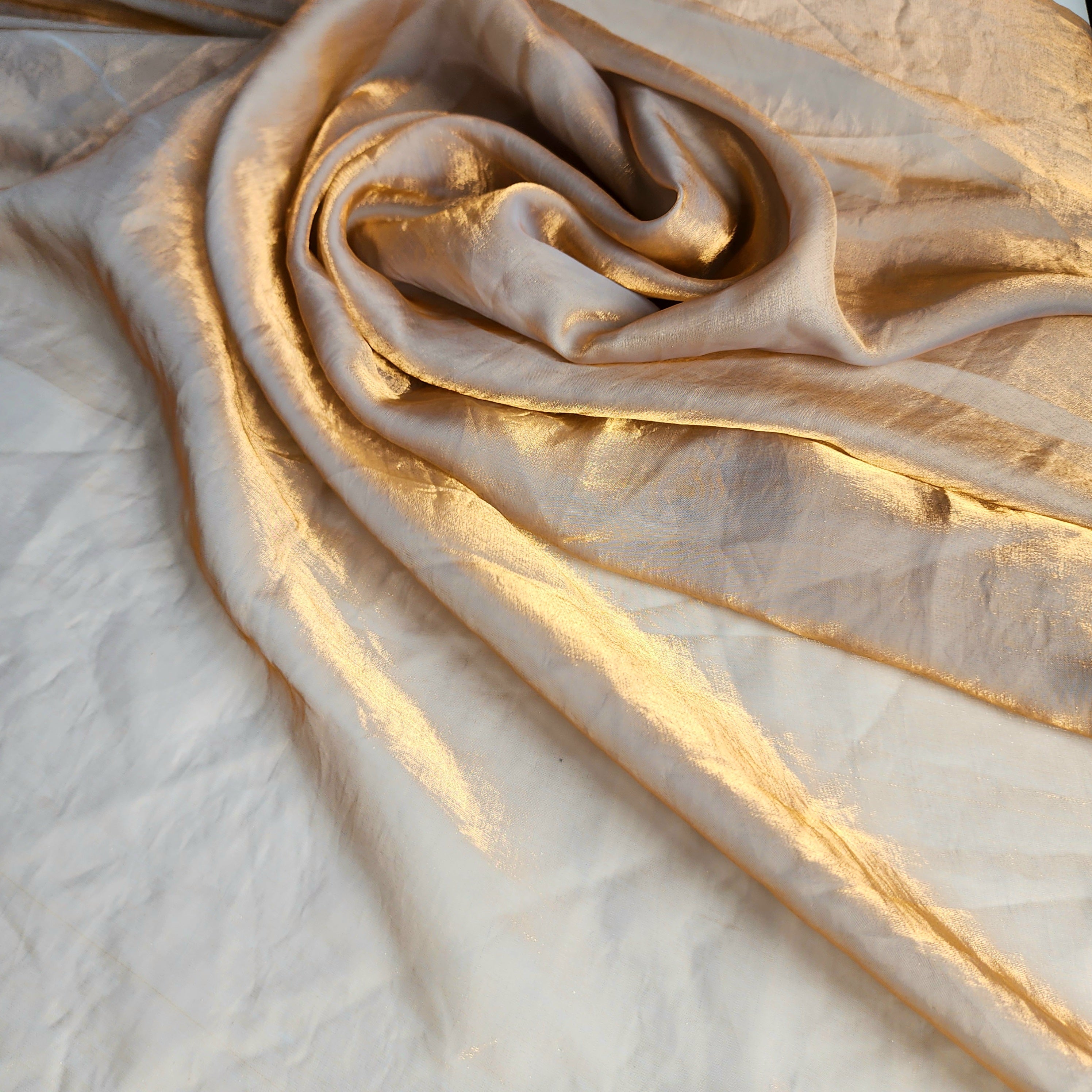 Smoky Taupe Gold Designer Tissue Silk Saree