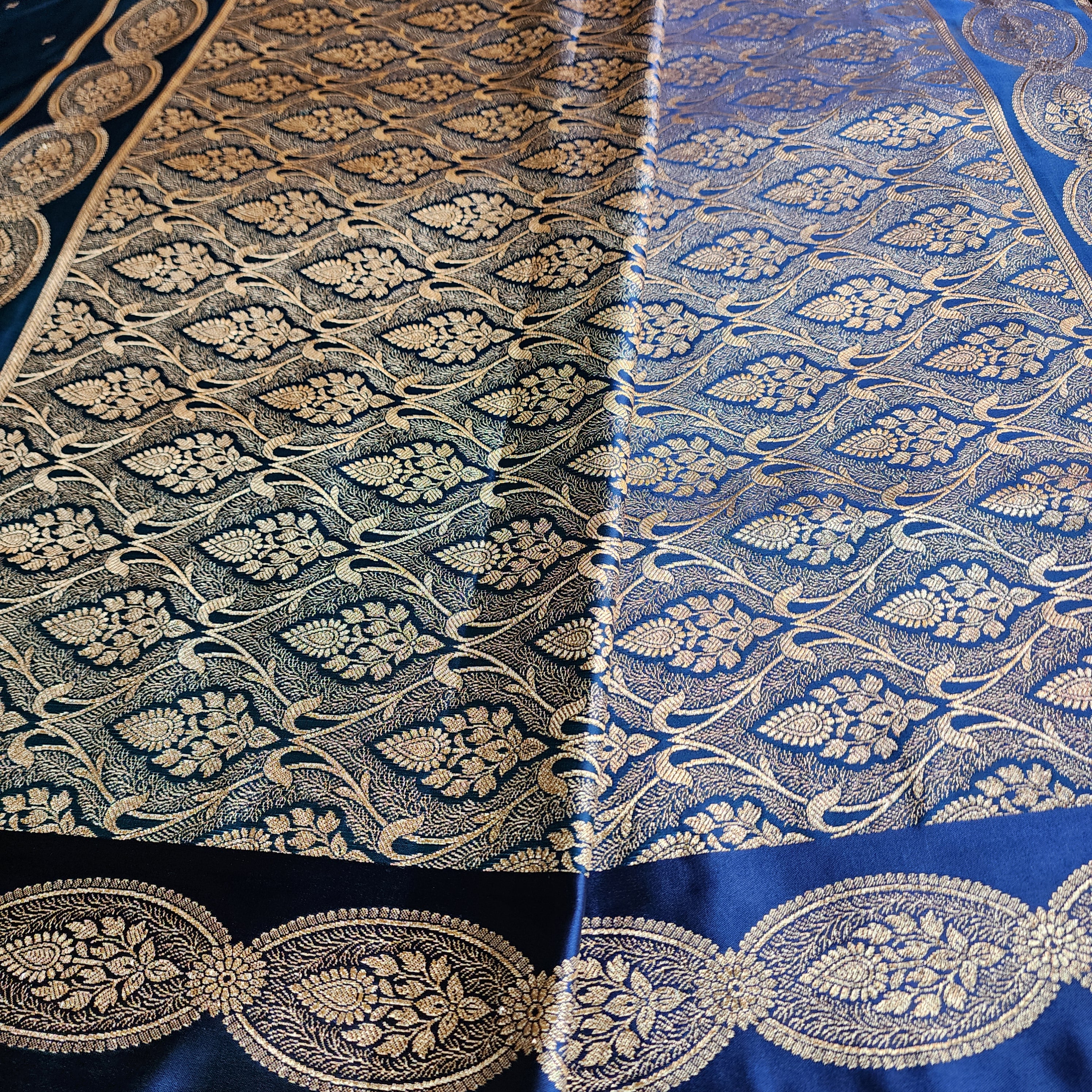 Royal Blue Banarasi Katan Silk Saree with Gold Zari Weaving