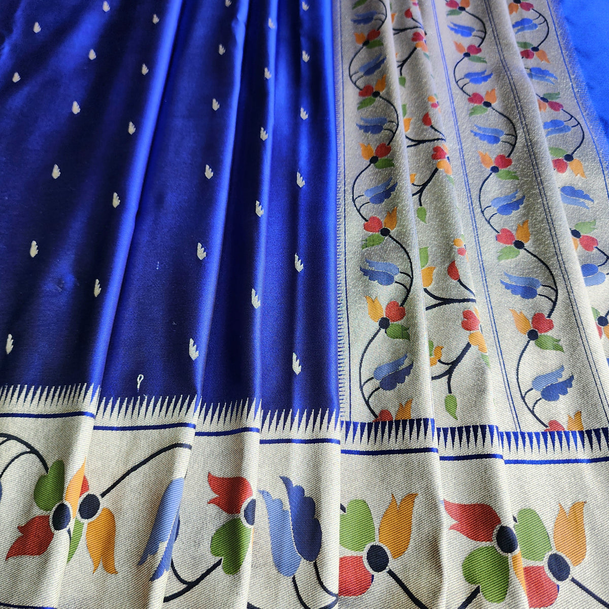 Raahi - Royal Blue Paithani Silk Saree with Stitched Blouse