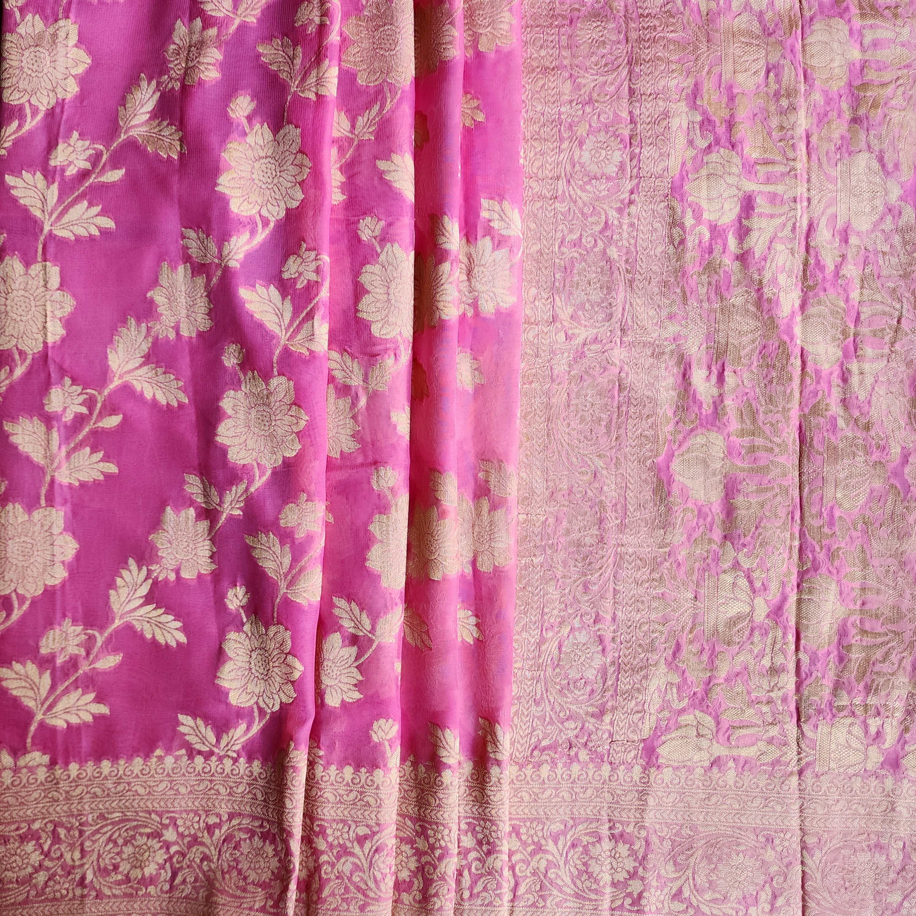 Khaddi Georgette Pure Banarasi Saree in Magenta