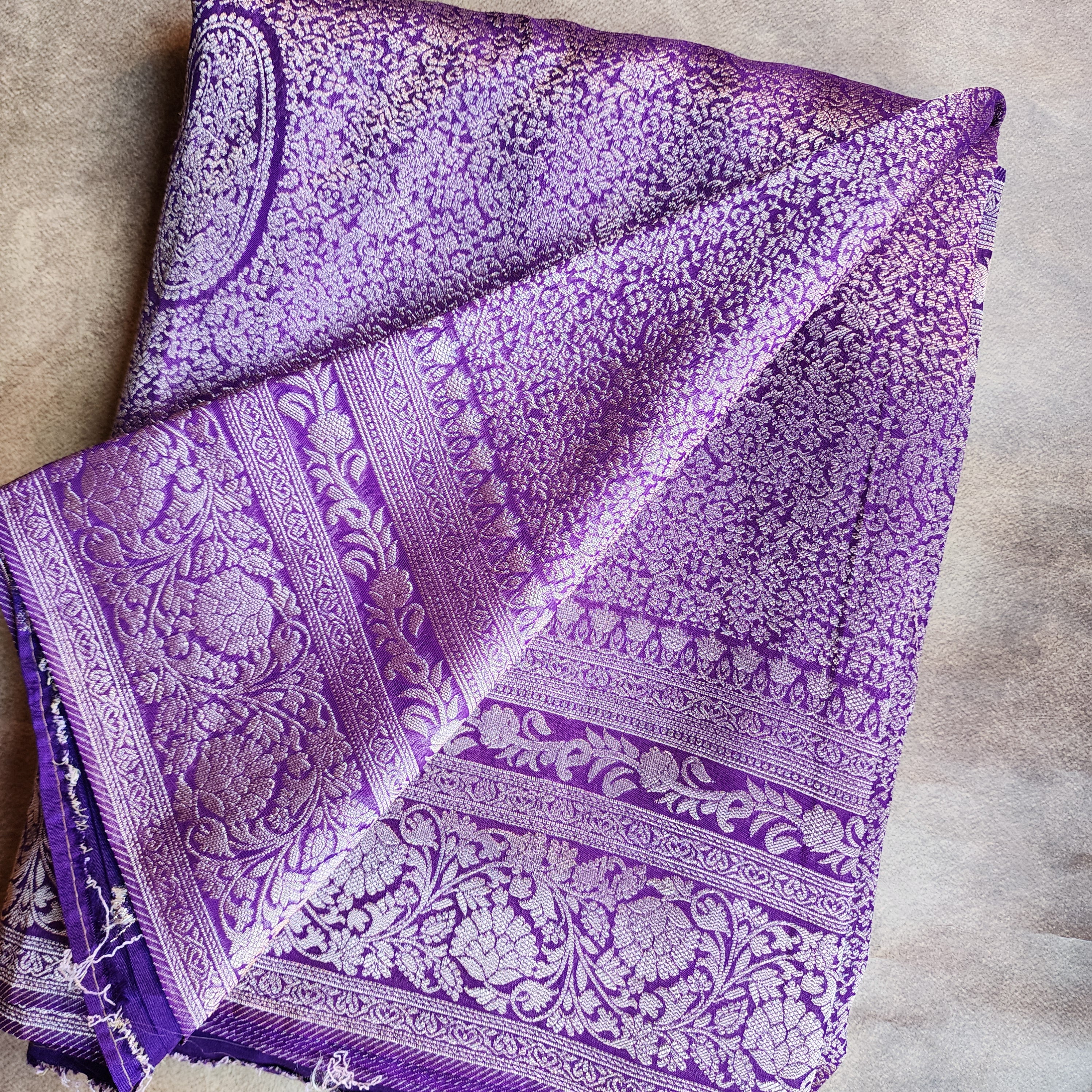 Dark Purple Katan Tanchoi Saree