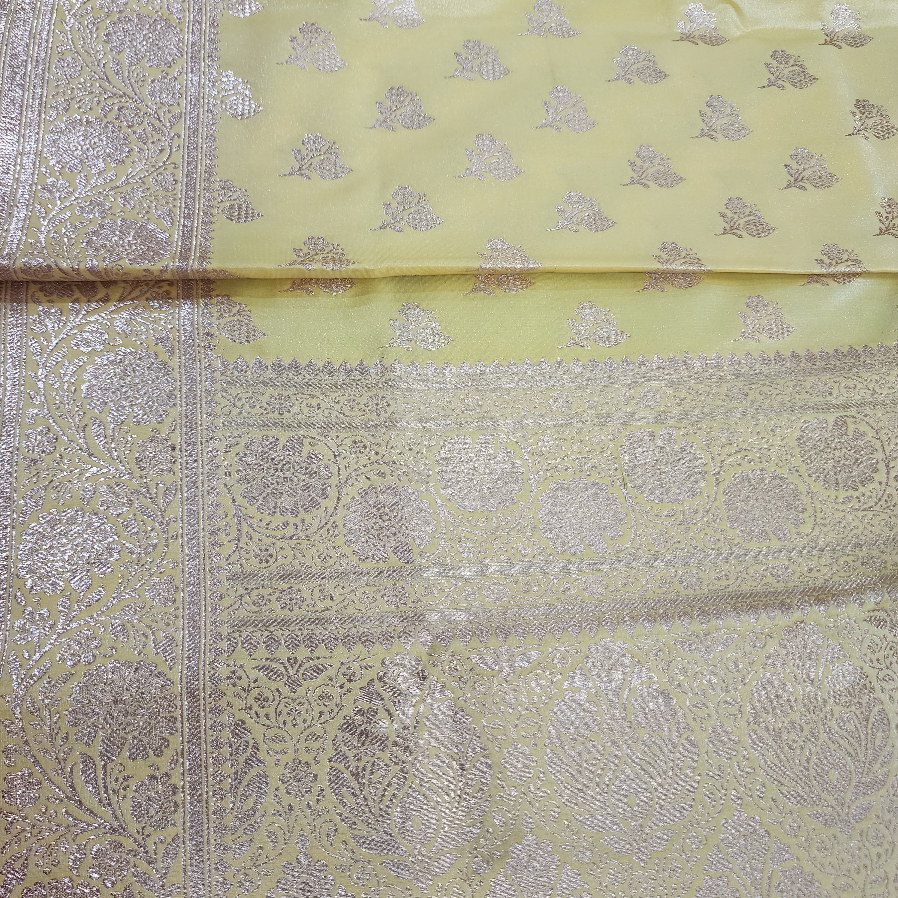 Rich Lemon Yellow Banarasi Silk Saree with Gold Zari Weaving
