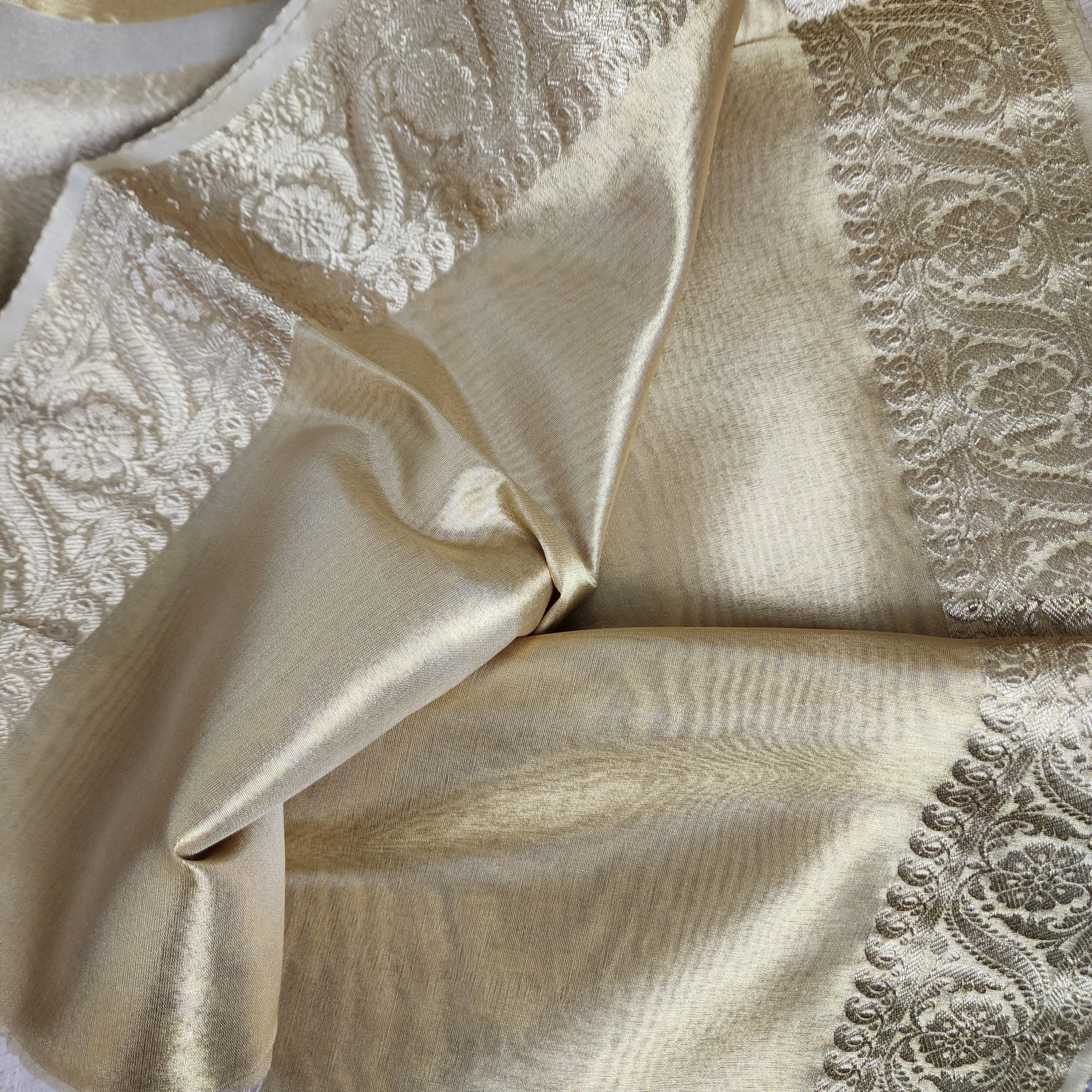 Traditional Kanjivaram Style Tissue Silk Saree in Gold