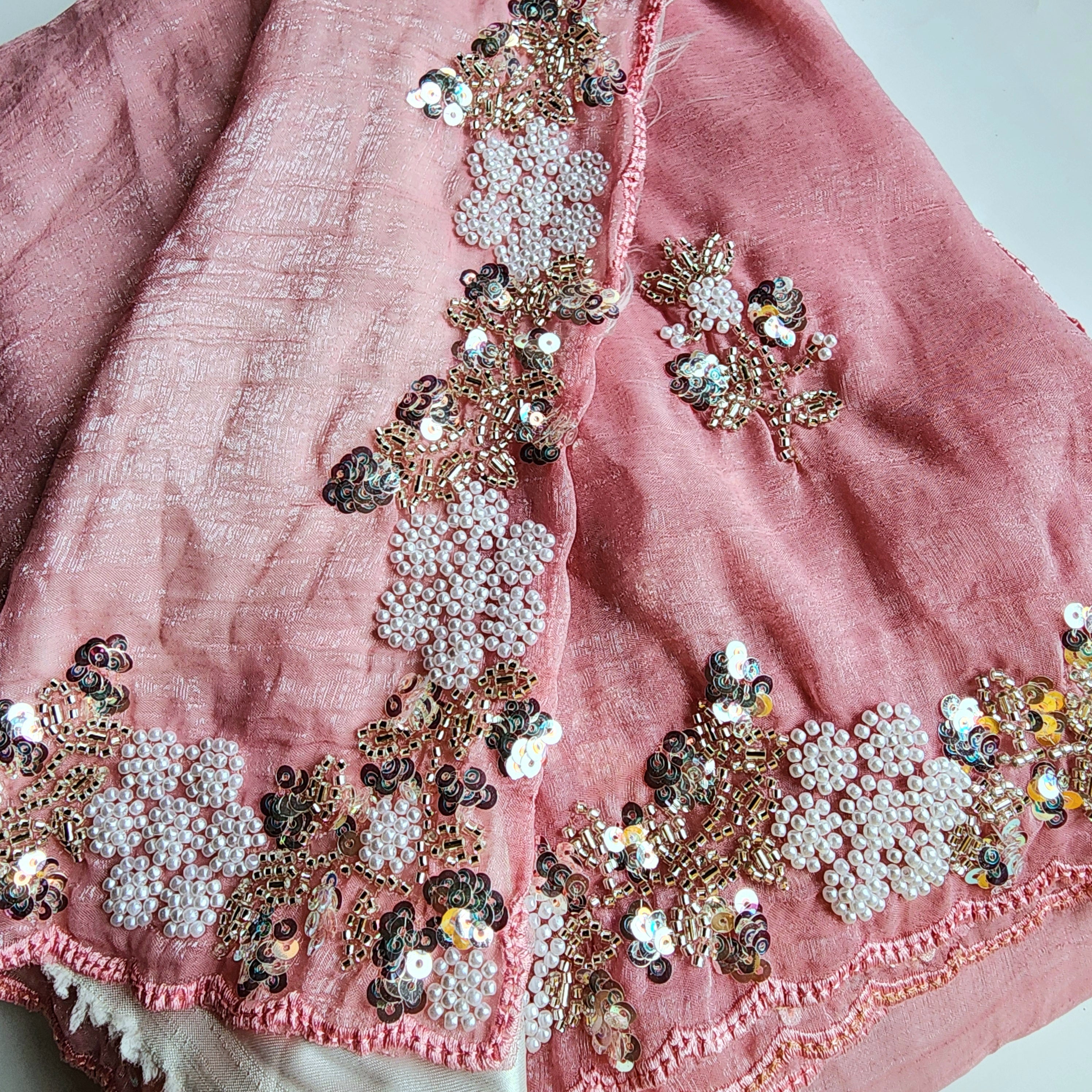 Soft Pink Designer Chiffon Silk Saree