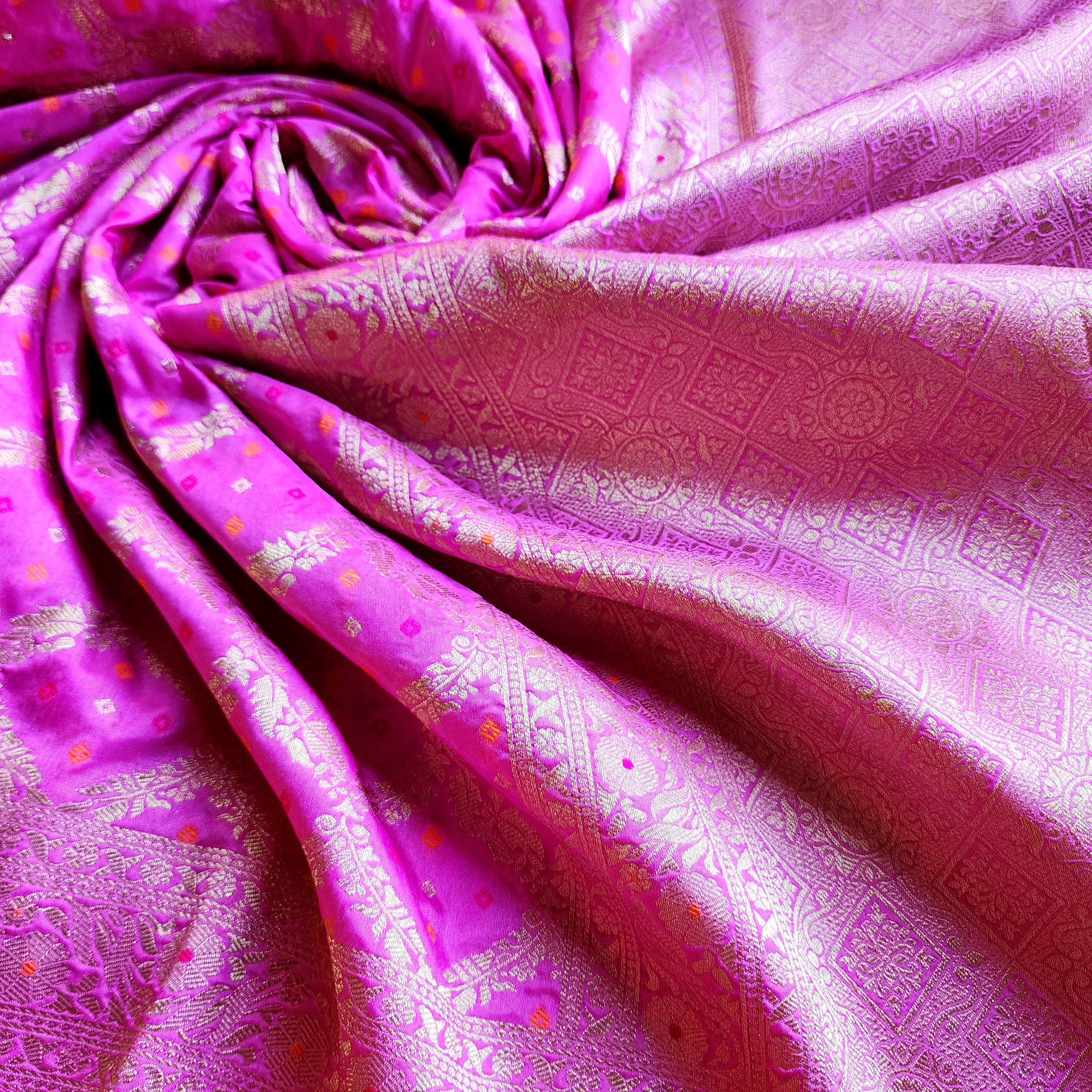 Orchid Purple Bandhani Dupatta with Traditional Jaal