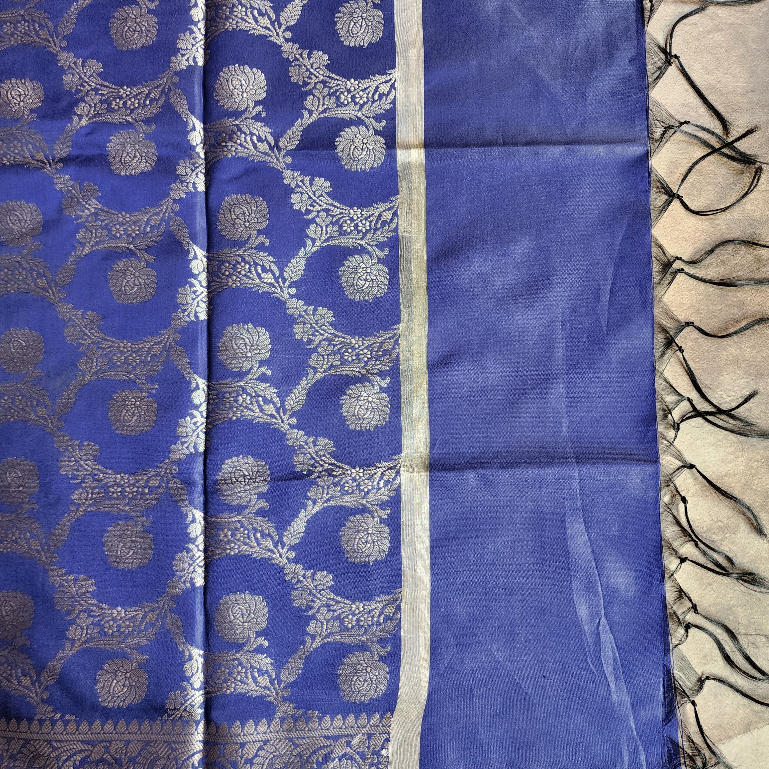 Royal Blue Semi Silk Zari Dupatta