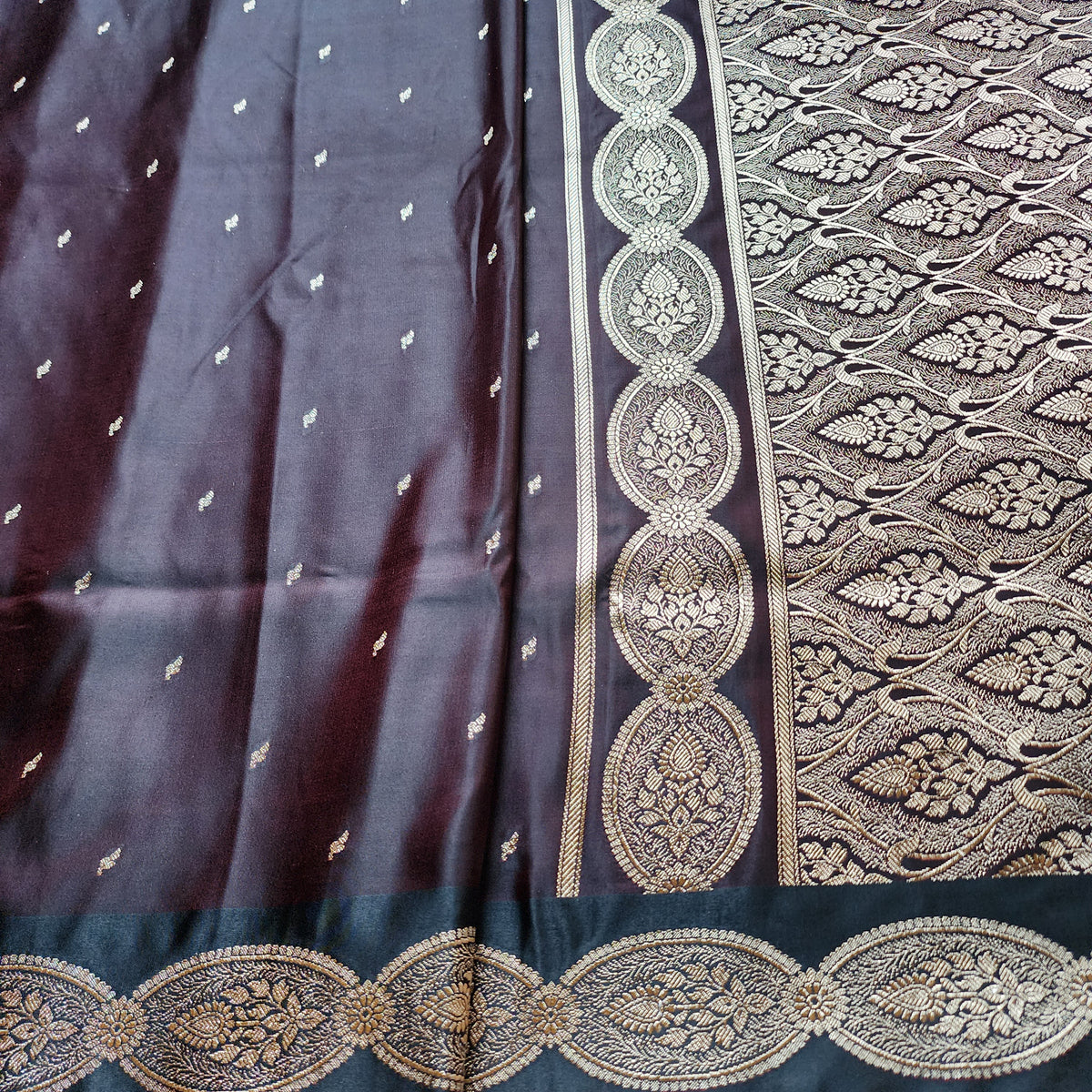 Deep Maroon Pure Banarasi Katan Silk Saree with Gold Zari Weaving