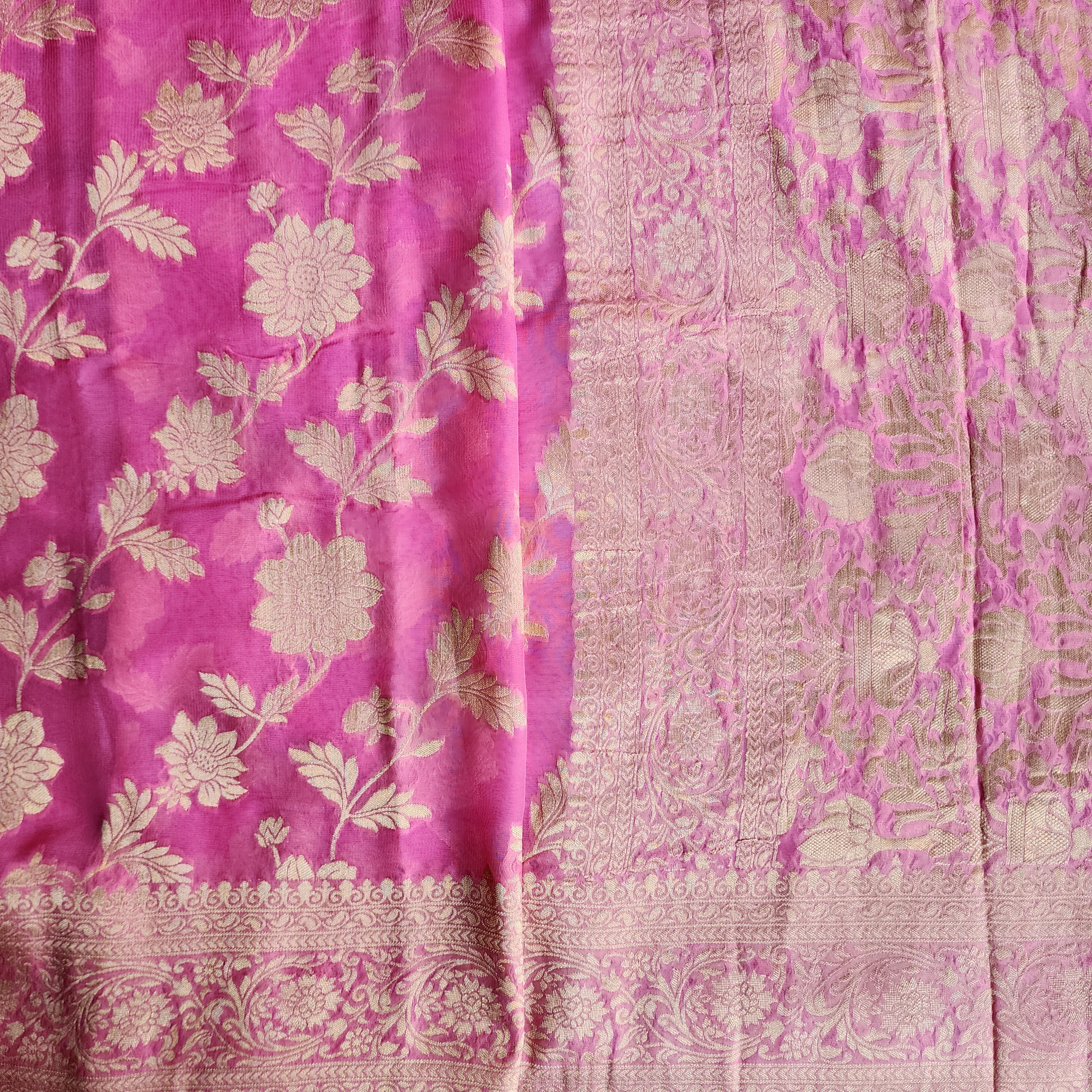 Khaddi Georgette Pure Banarasi Saree in Magenta