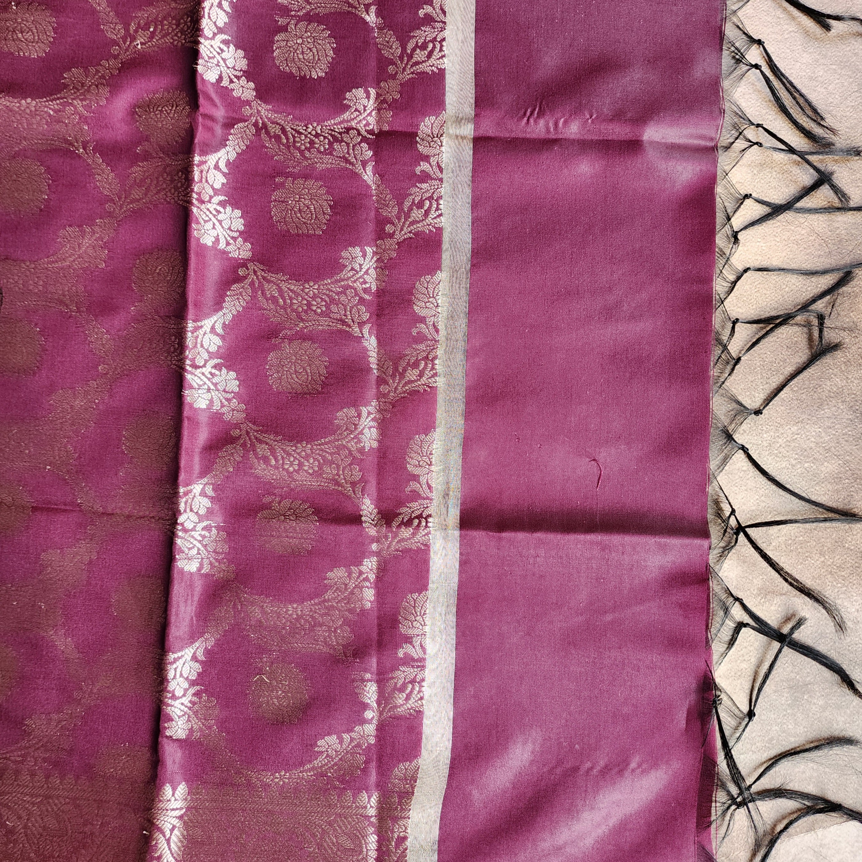 Plum Purple Semi Silk Zari Dupatta