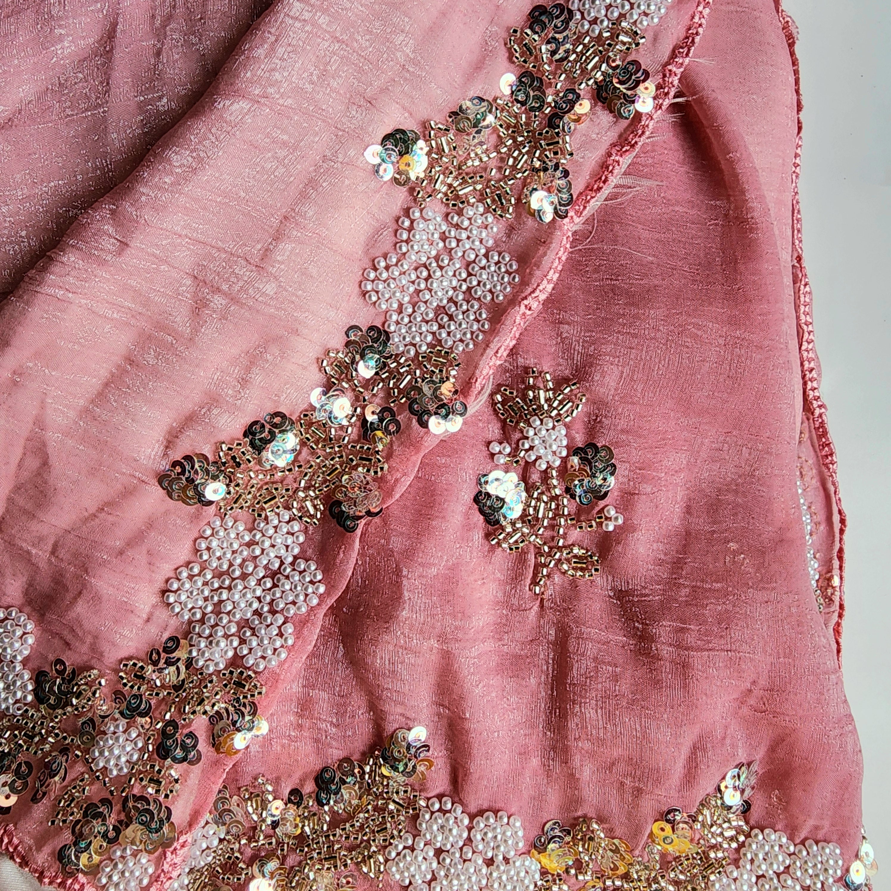 Soft Pink Designer Chiffon Silk Saree