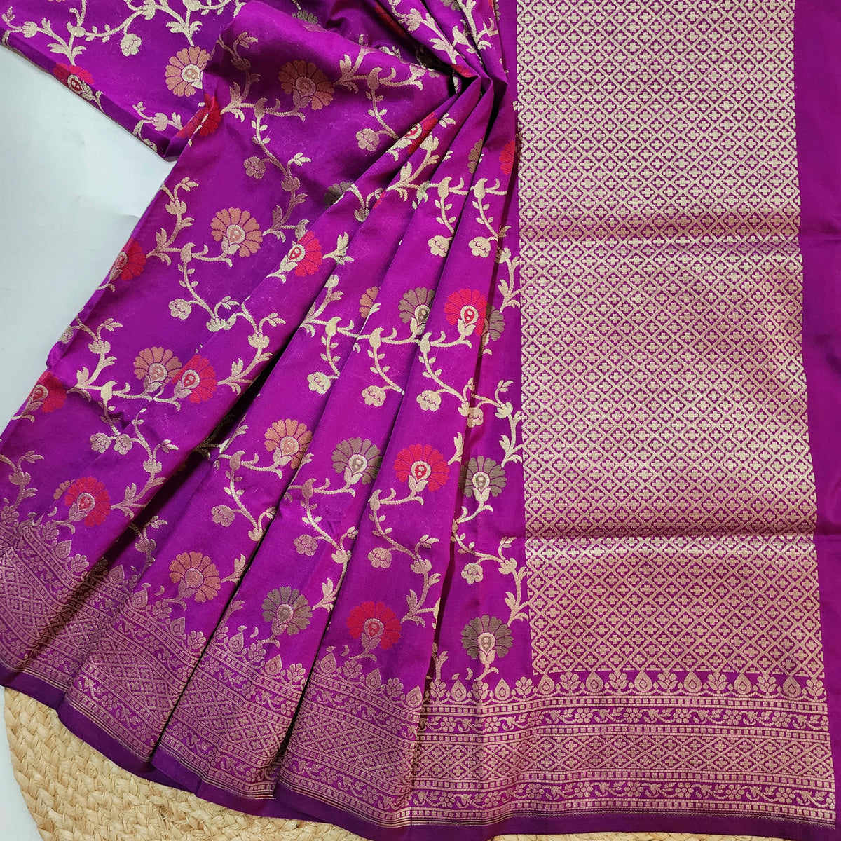 Banarasi Silk Floral Jaal Dupatta - Violet Purple