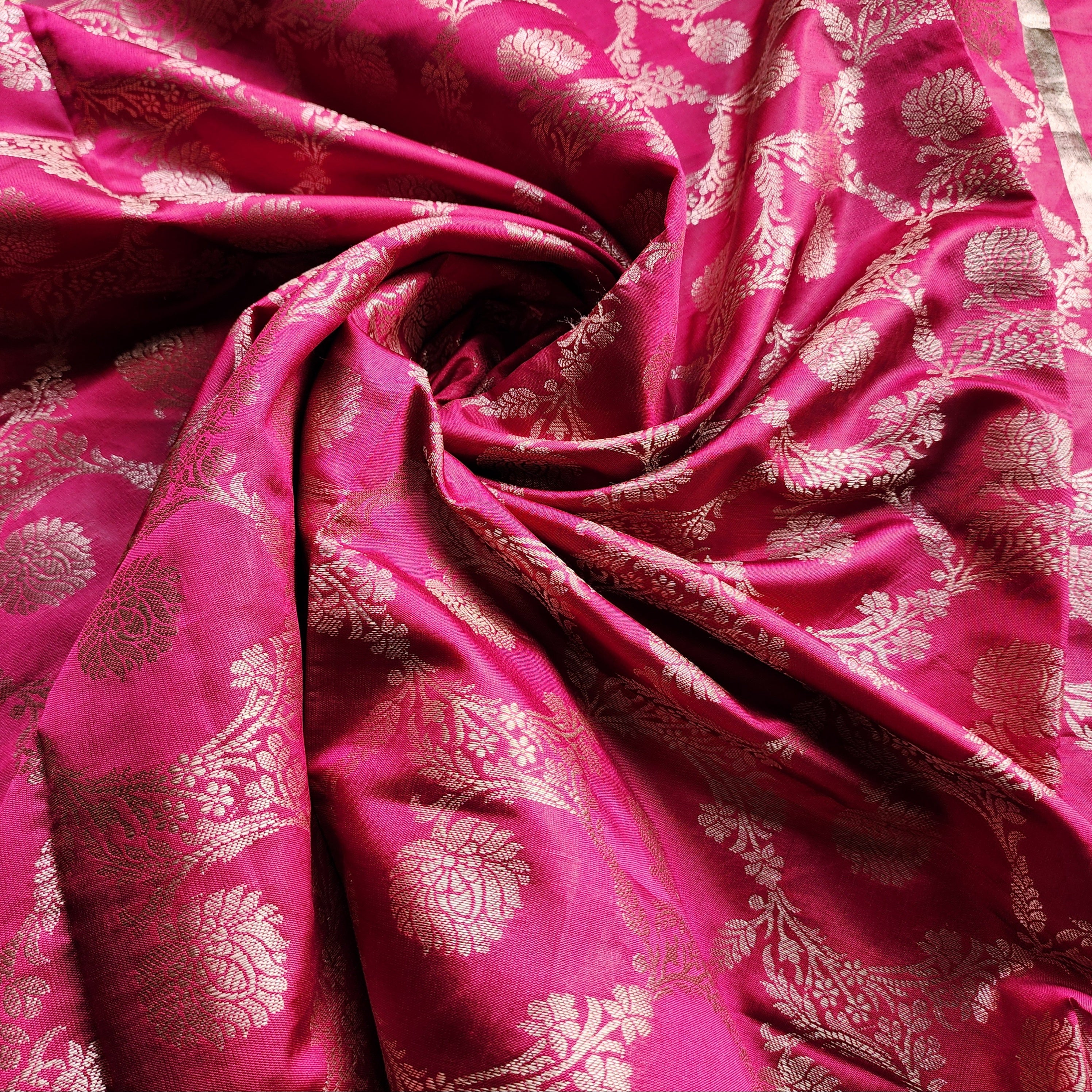 Rani Pink Semi Silk Zari Dupatta