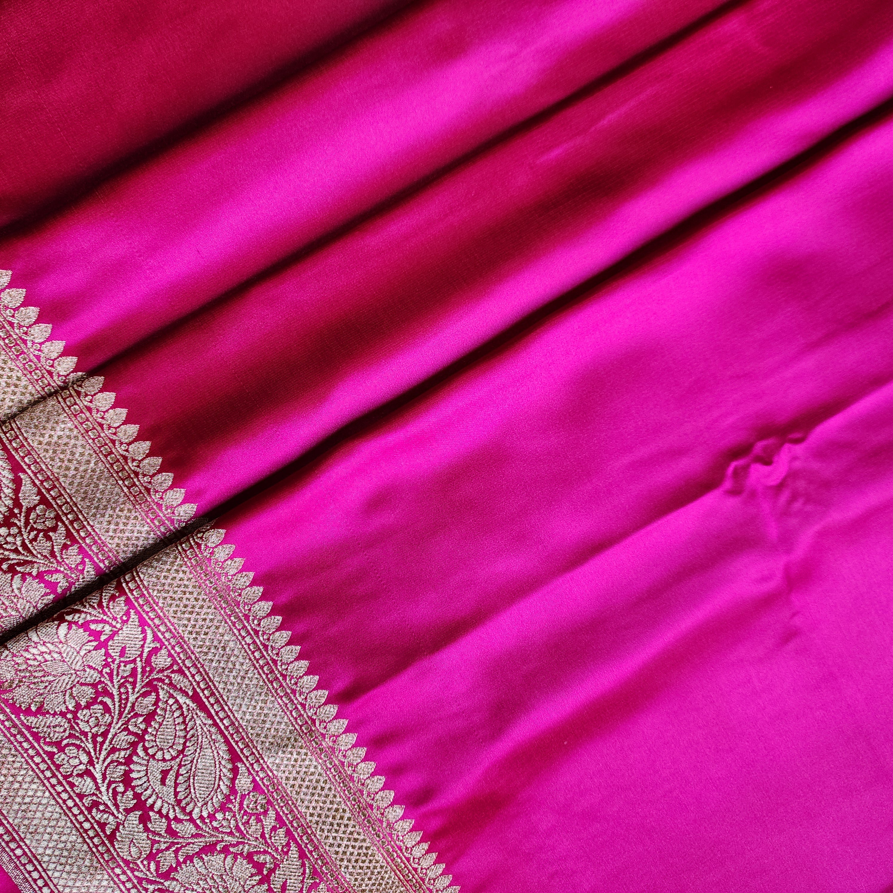 Dhoop Chhaon Magenta Banarasi Katan Silk Saree