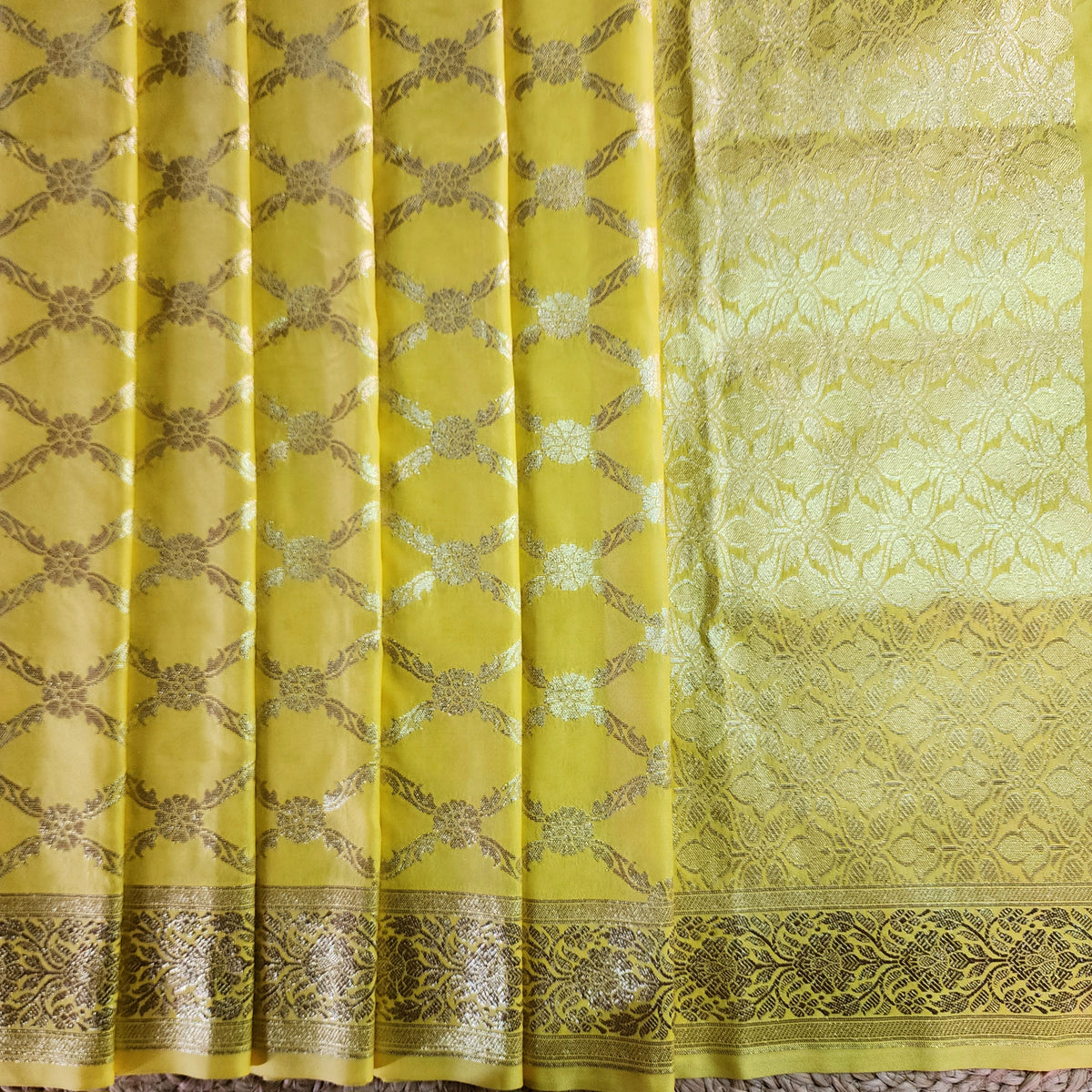 Banarasi Tapetta Silk - Sunshine Zari Jaal Dupatta