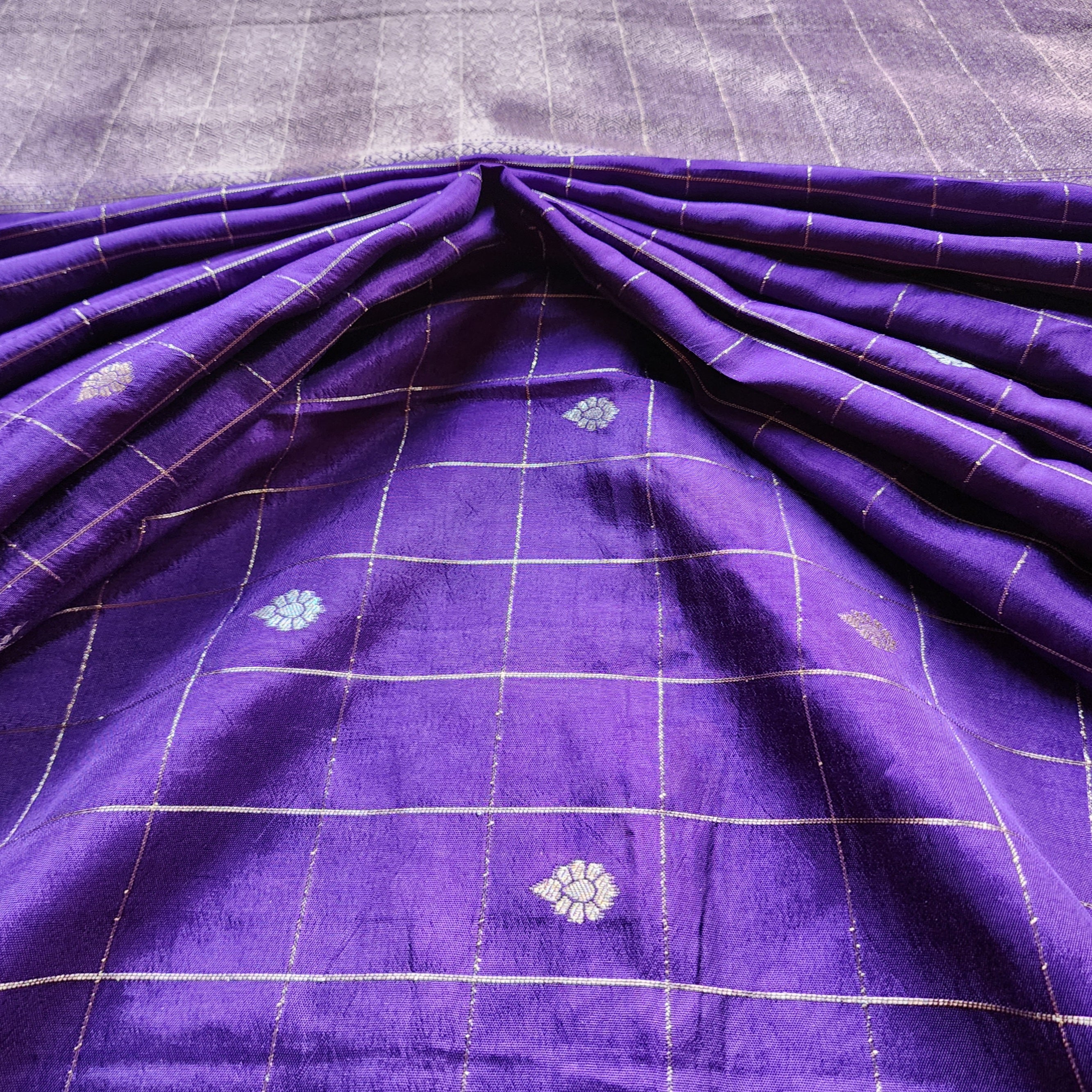 Royal Purple Dupion Silk Saree with Zari Motifs