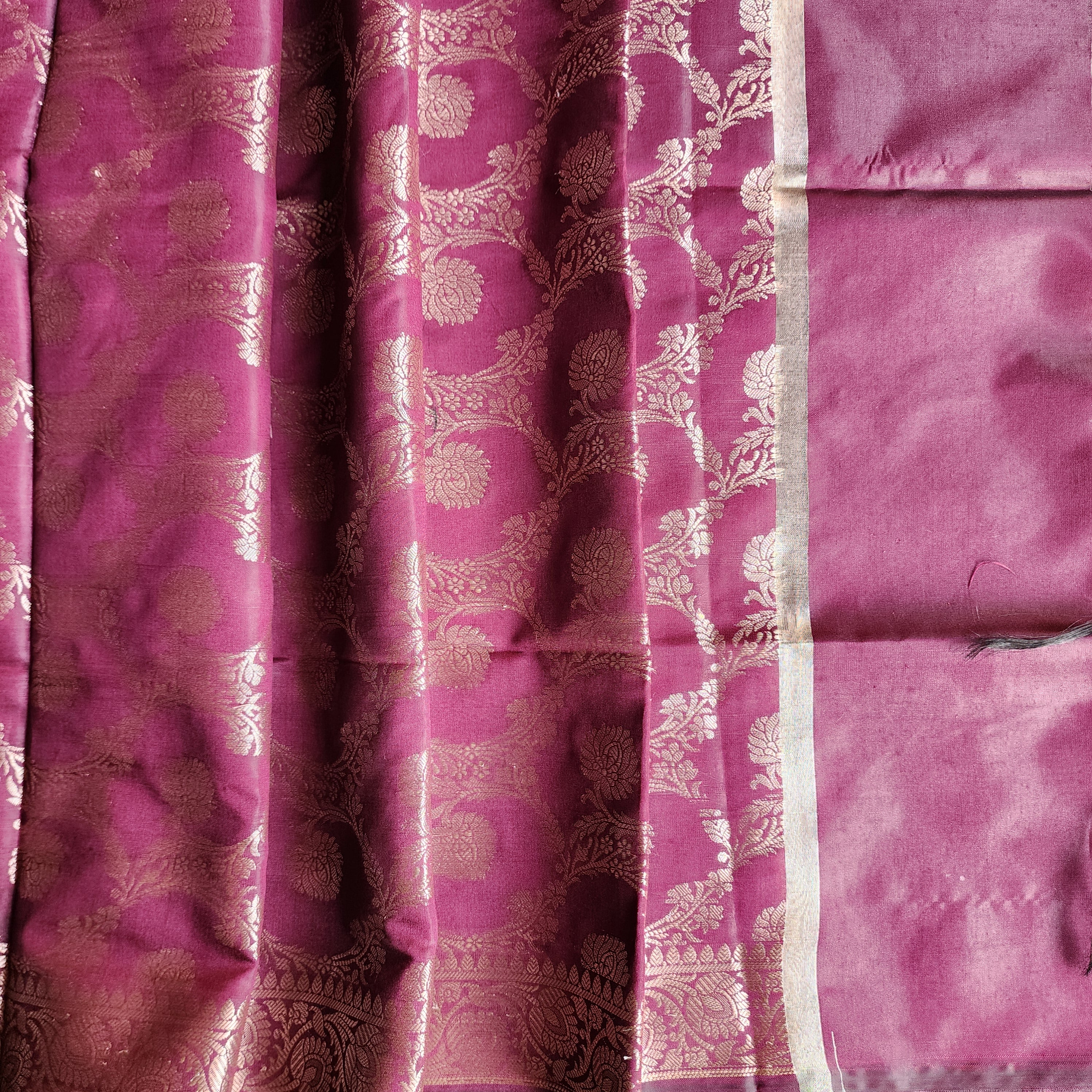 Plum Purple Semi Silk Zari Dupatta