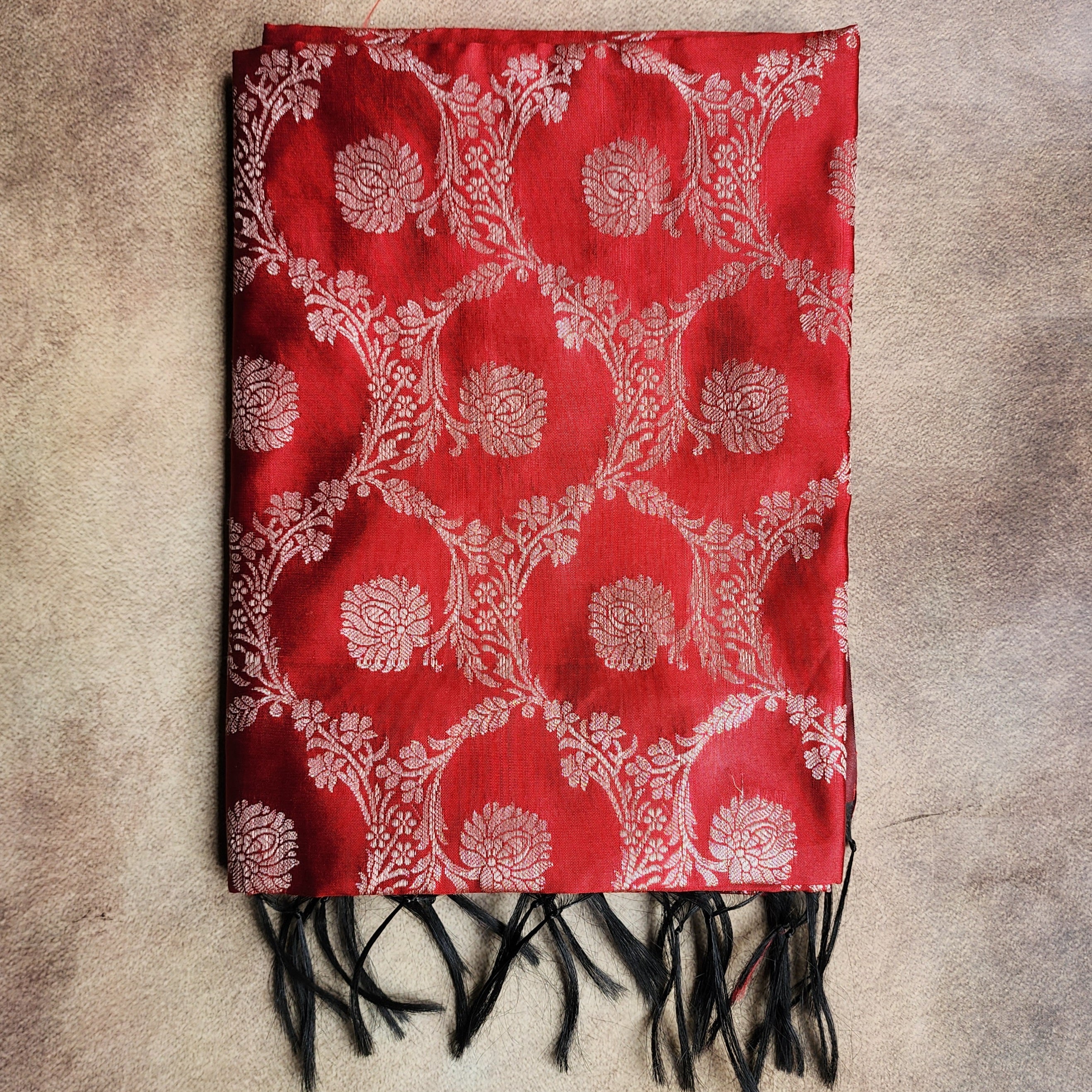 Classic Red Semi Silk Zari Dupatta
