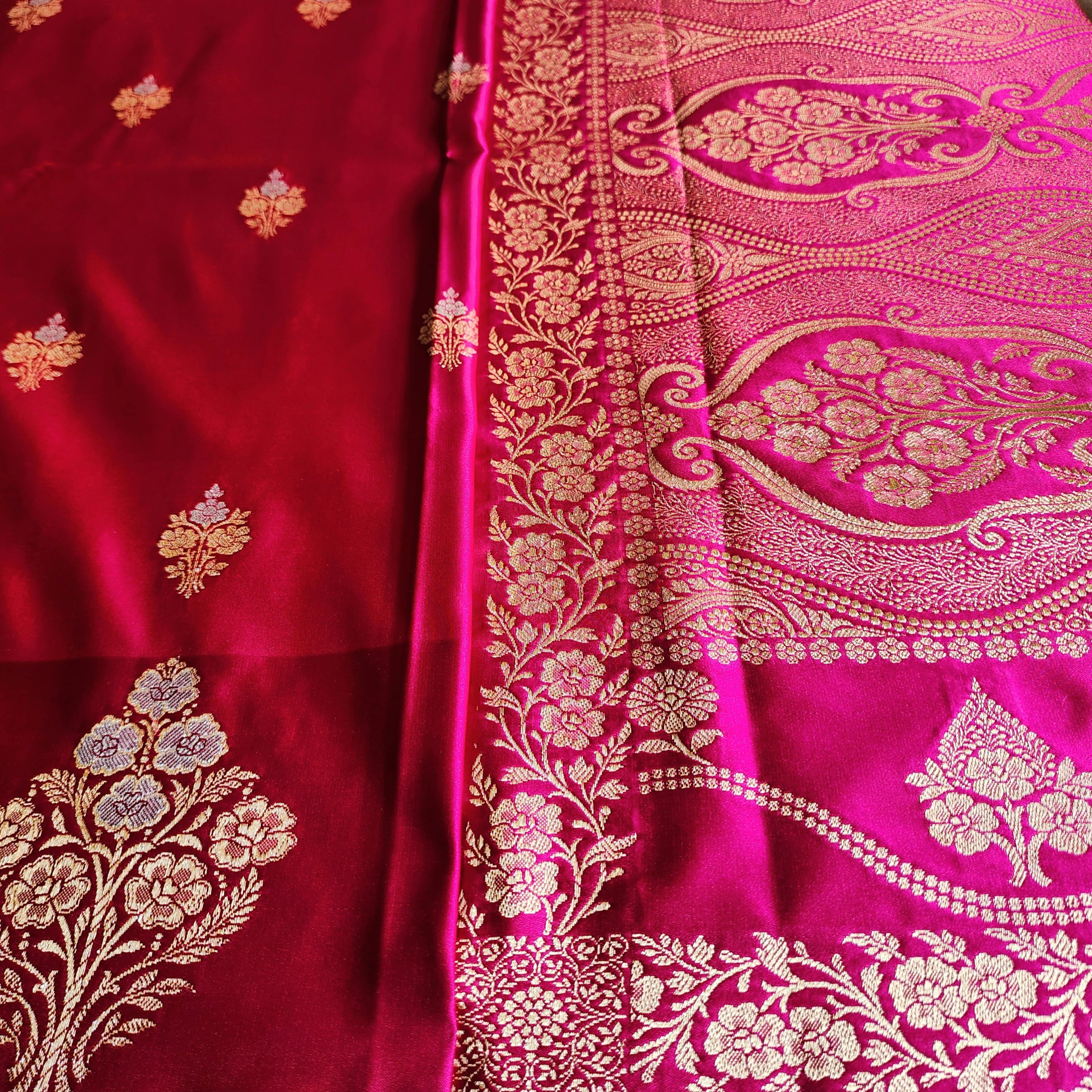 Dual-Tone Pink Pure Banarasi Katan Silk Saree