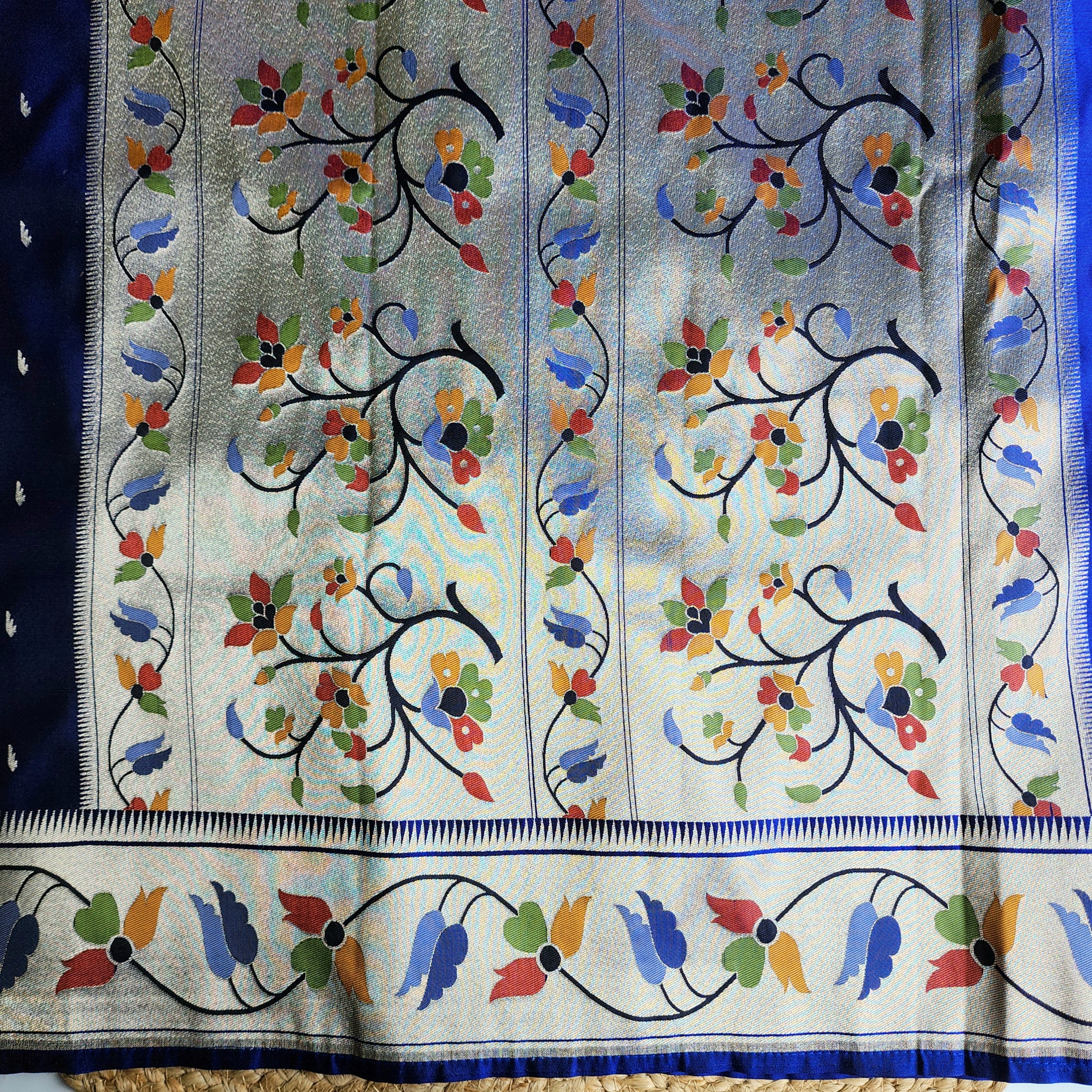 Raahi - Royal Blue Paithani Silk Saree with Stitched Blouse